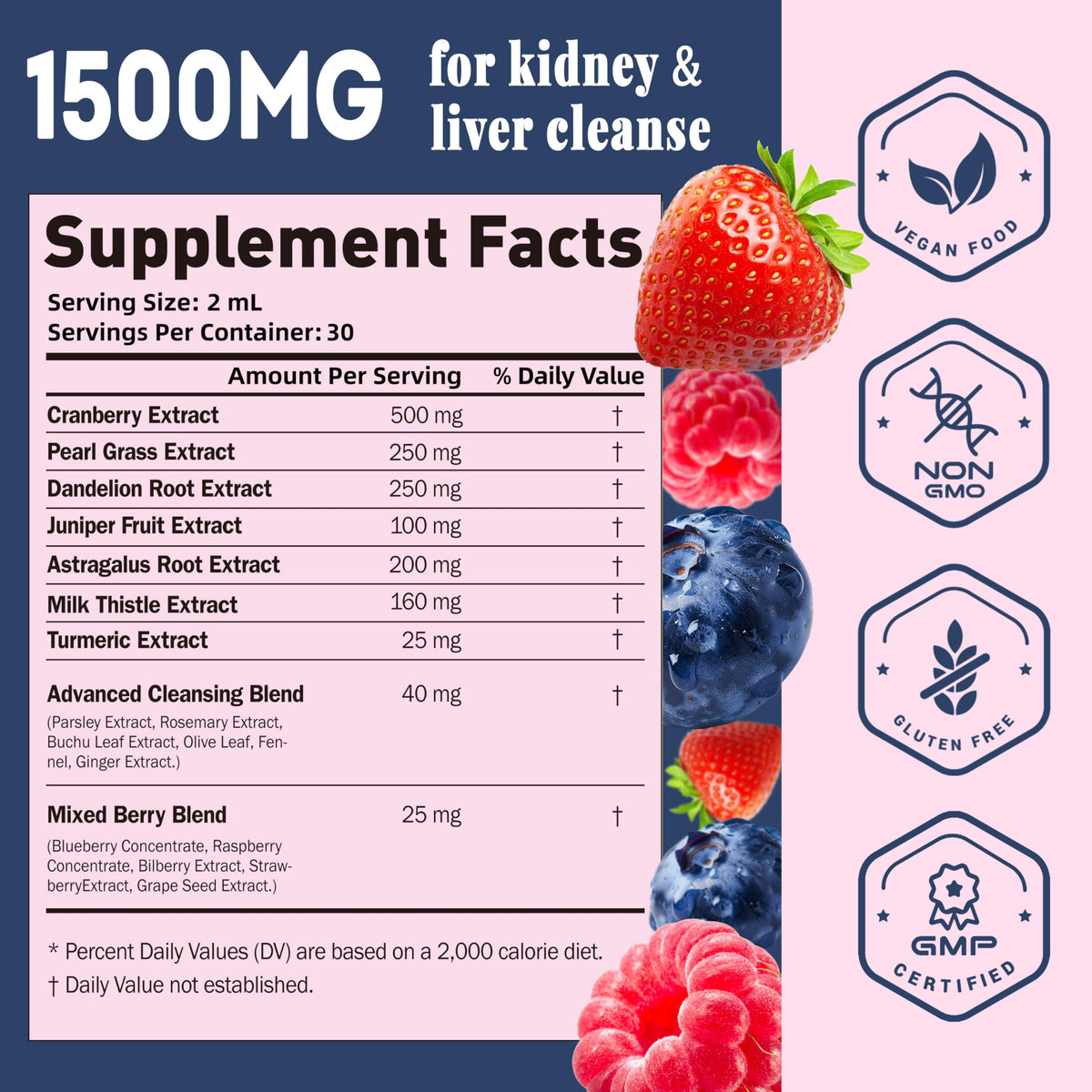 Joywiit Kidney Cleanse Drops β 14-in-1 Liver & Kidney Support, Mixed Berry 60 mL