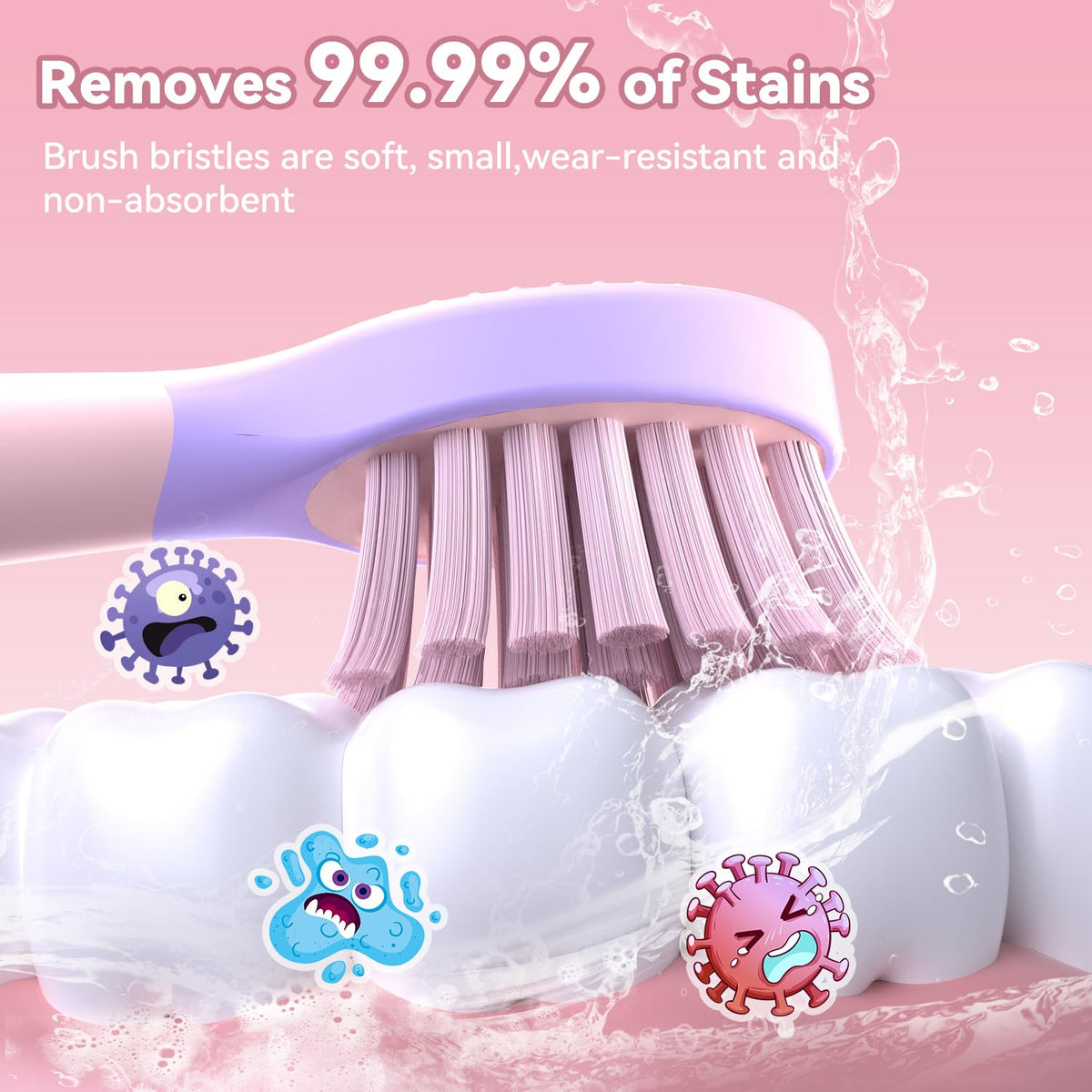 JTF Kids Electric Toothbrush Pink β Sonic Toothbrush for Girls, 5 Modes, IPX7, 2-Min Timer, DIY Sticker Set