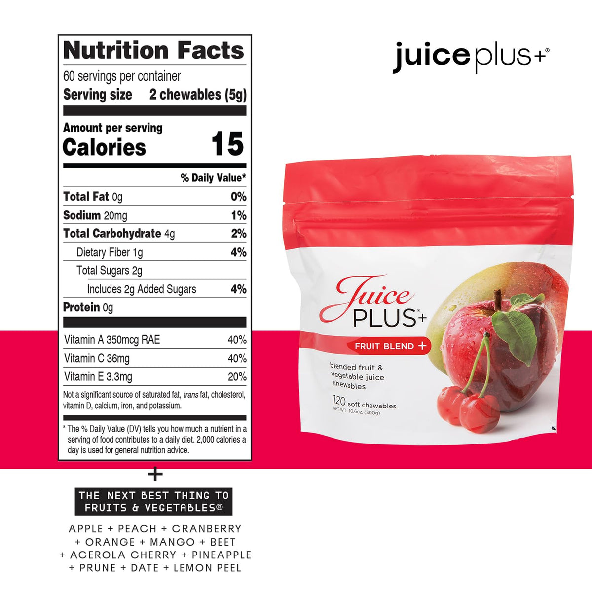 Juice Plus+ Fruit & Vegetable Blend Soft Chews β Vegan Gummies for Adults & Kids | 4 Packs