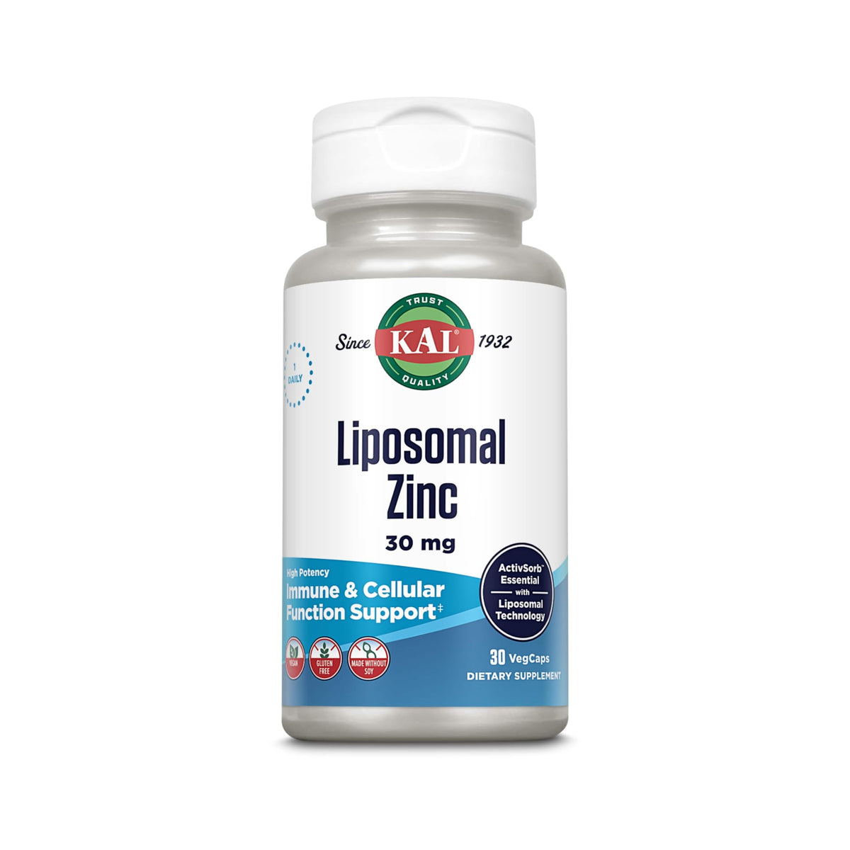 KAL Liposomal Zinc 30mg – دعم المناعة، امتصاص معزز، نباتي | 30 جرعة