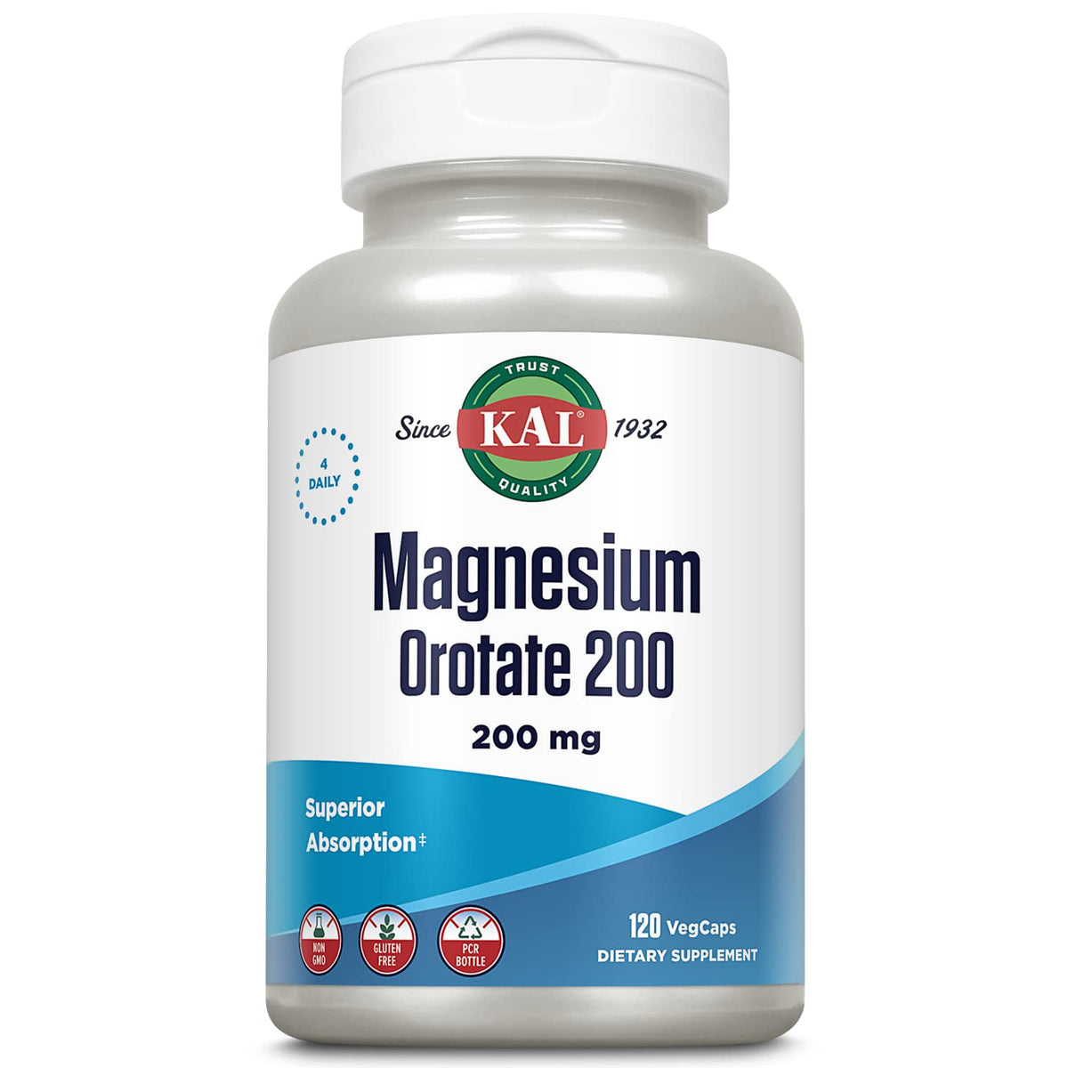 KAL Magnesium Orotate 200 mg β Superior Absorption Chelated Magnesium | Bones, Nerves & Muscles | 120 VegCaps
