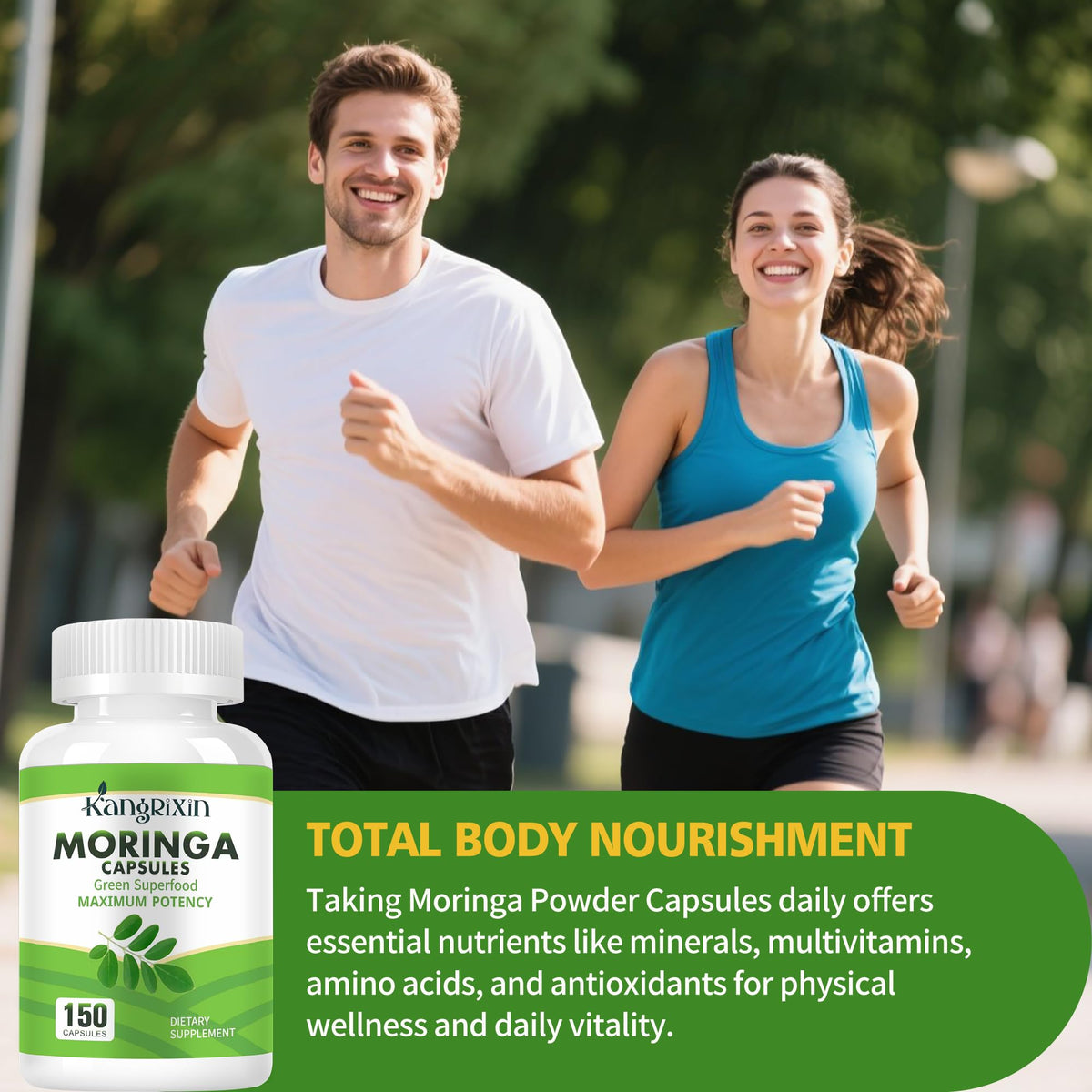 KangRiXin Moringa Capsules with Pure Moringa Powder | Skin Health and Immune Support | Non GMO, Gluten Free๏ผ150PCS๏ผ