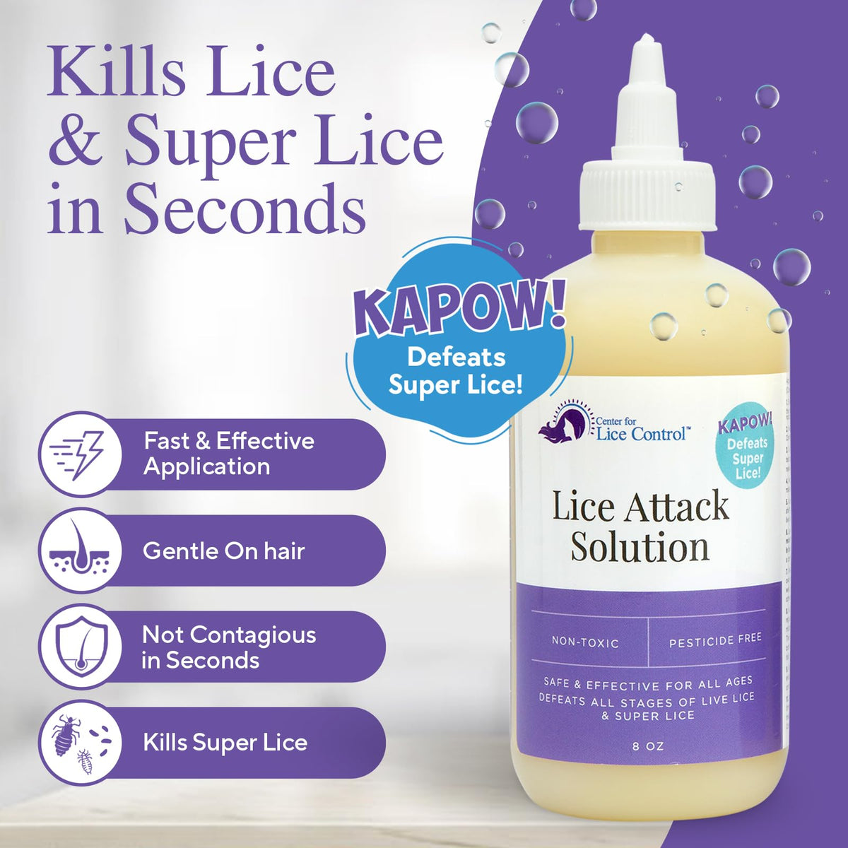 Kapow 8oz Head Lice Shampoo β Non-Toxic, Pesticide-Free Treatment for Lice & Eggs | Safe for Sensitive Scalps & Family Use