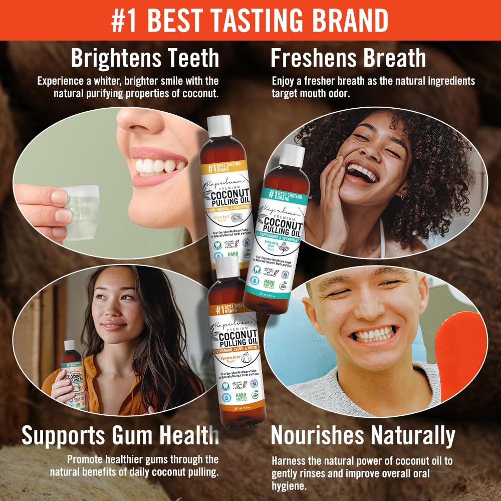 Kapuluan Coconut Oil Pulling Mouthwash for Teeth & Gums โ Pure, Non-GMO Ayurvedic