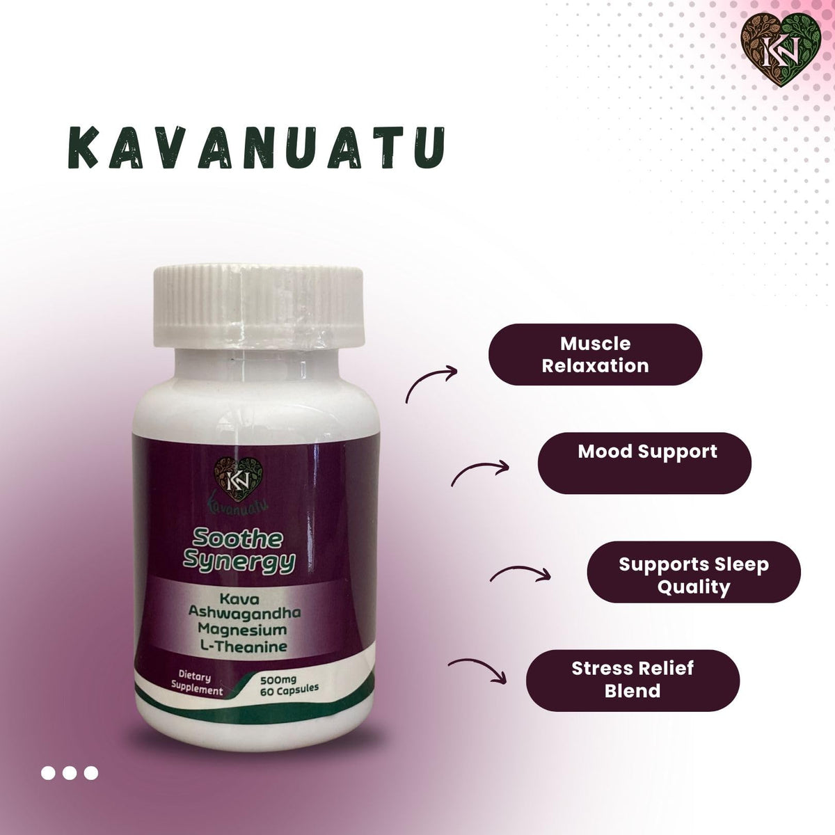 Kavanuatu Kava Capsules β Relaxation & Calm | 60 Count, 500mg