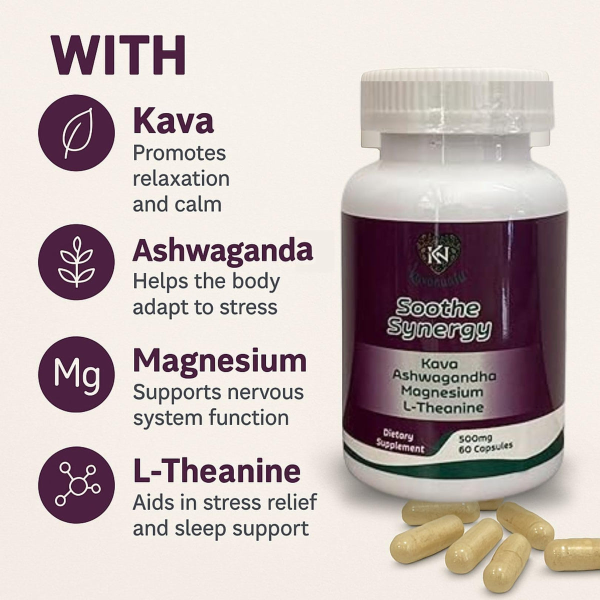 Kavanuatu Kava Capsules β Relaxation & Calm | 60 Count, 500mg