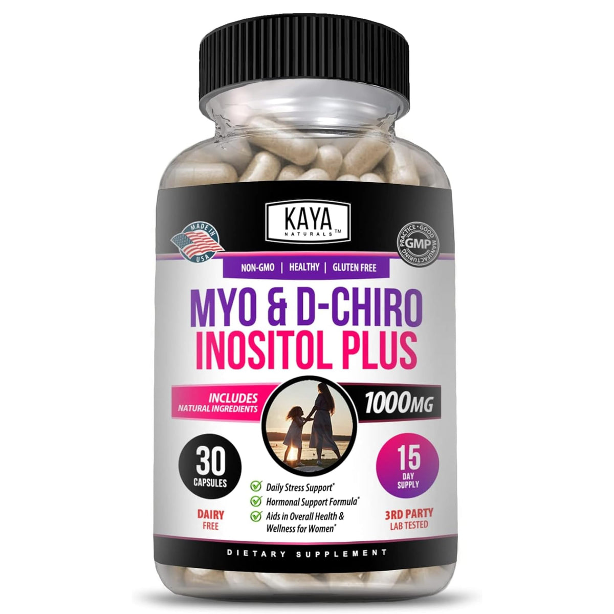 Kaya Naturals Myo & D-Chiro Inositol Plus للنساء - فيتامين B8 30 كبسولة