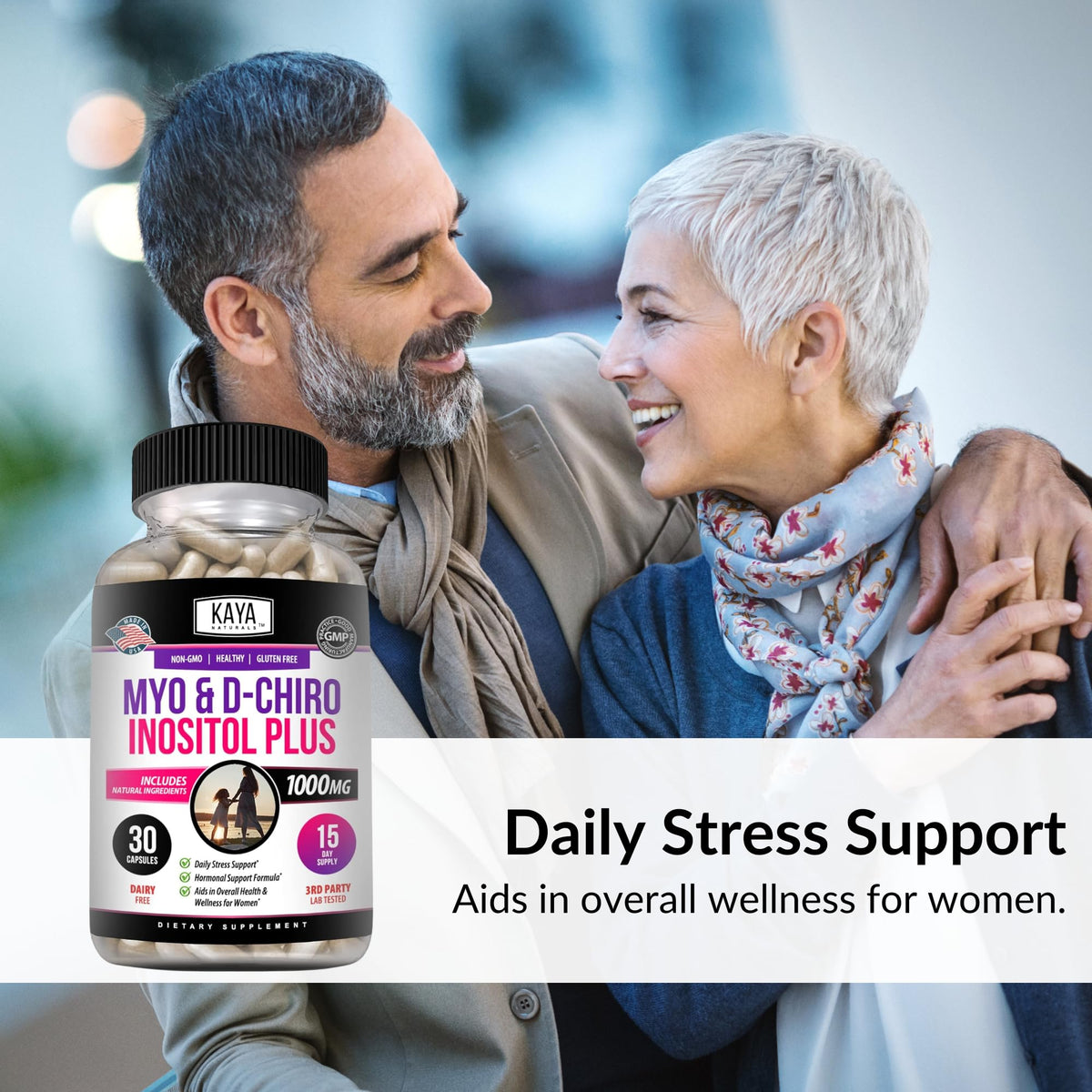Kaya Naturals Myo & D-Chiro Inositol Plus للنساء - فيتامين B8 30 كبسولة