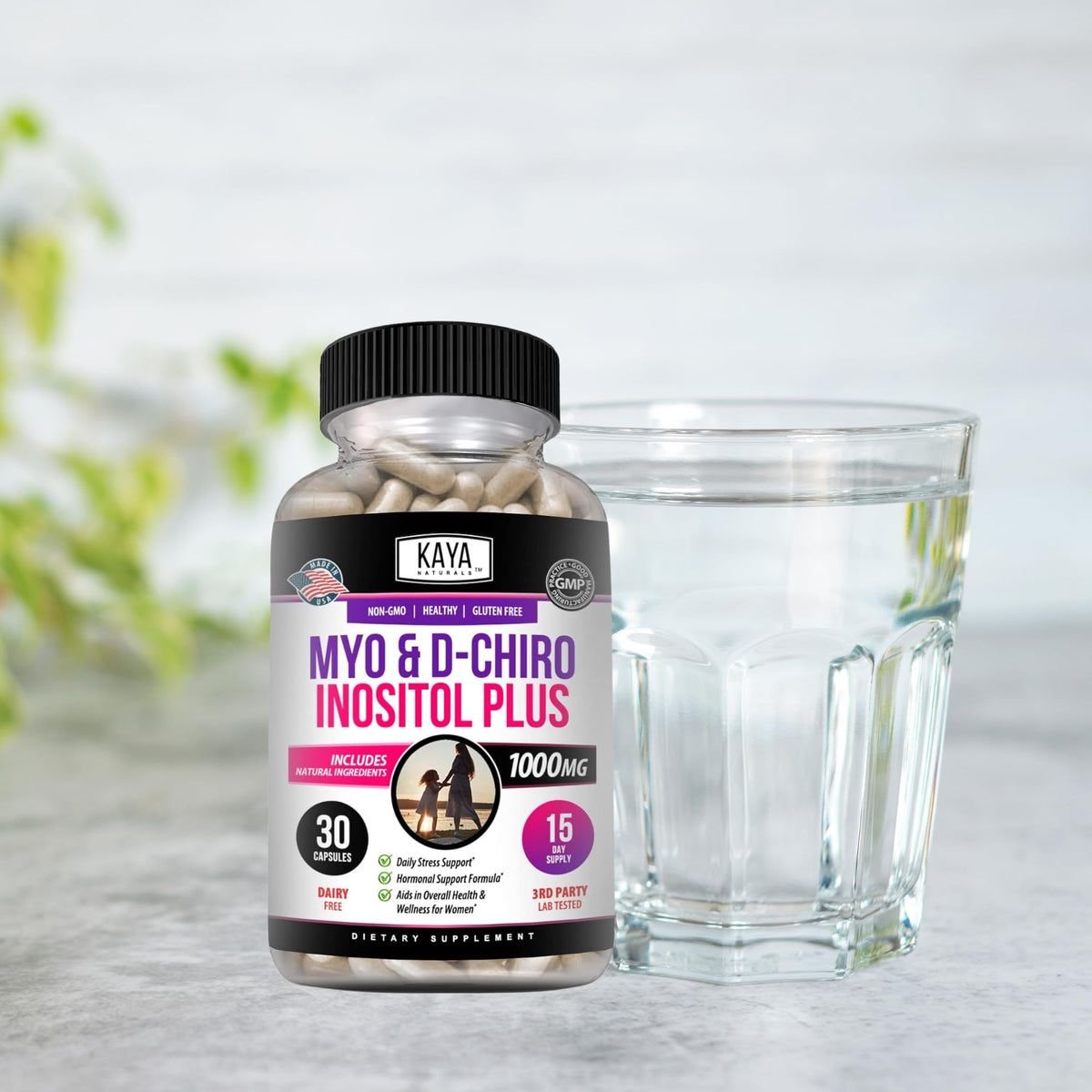 Kaya Naturals Myo & D-Chiro Inositol Plus للنساء - فيتامين B8 30 كبسولة