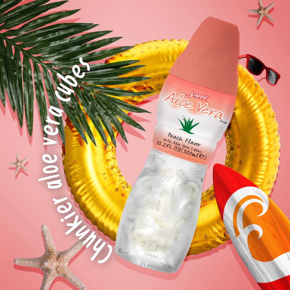 Aloe Vera Juice (Peach) with Chunky Pulp β 6 Packs | Plant-Based Hydration