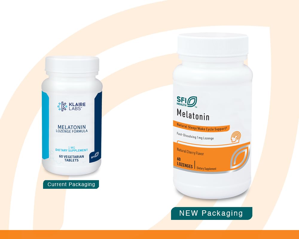 Klaire Labs SFI Health Melatonin Lozenge 1 mg – سريع الذوبان، بنكهة الكرز، 60 قرصًا