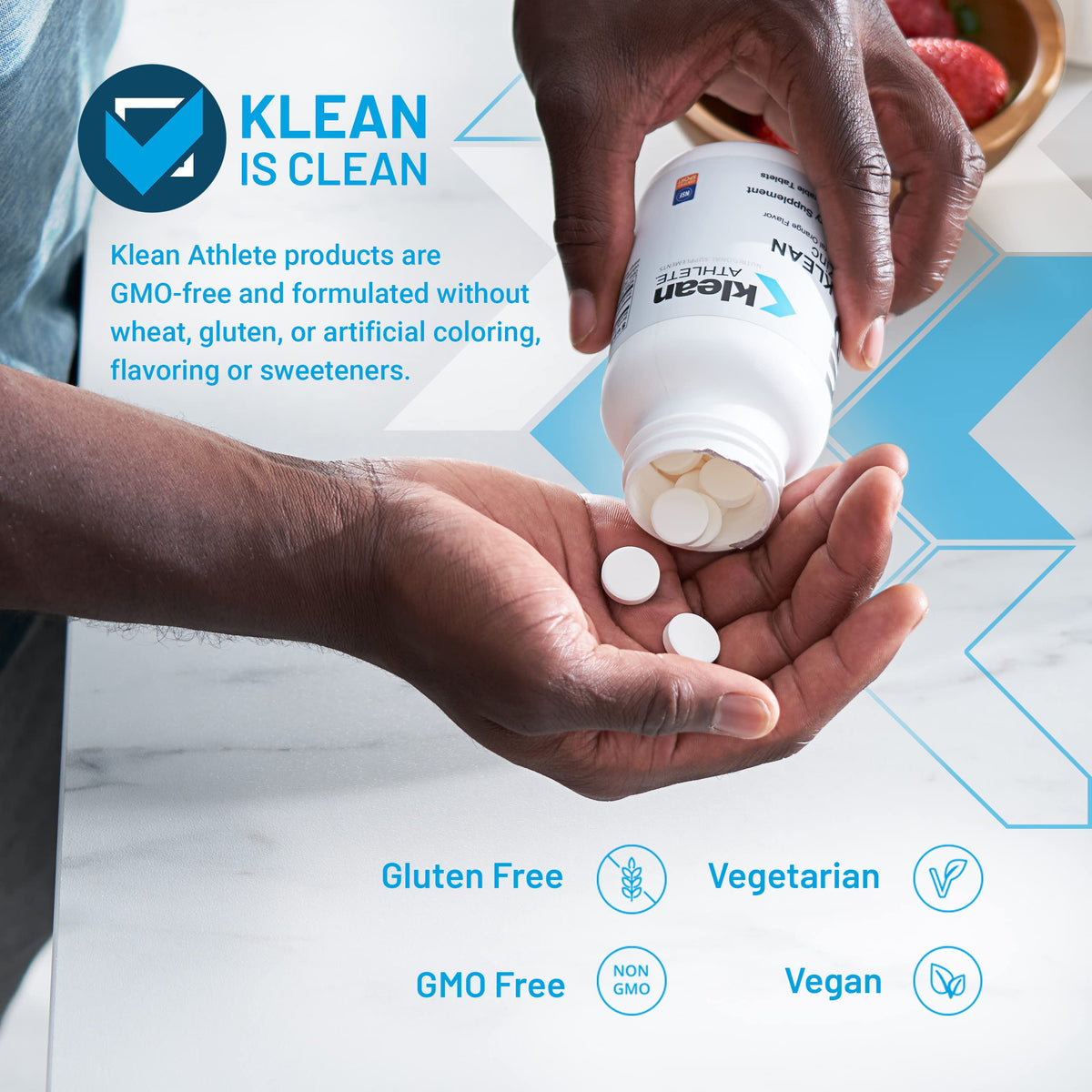 Klean ATHLETE Klean Zinc | دعم وظيفة الجهاز المناعي | حاصل على شهادة NSF من أجل الرياضة | 100 قرص للمضغ | نكهة البرتقال الطبيعية
