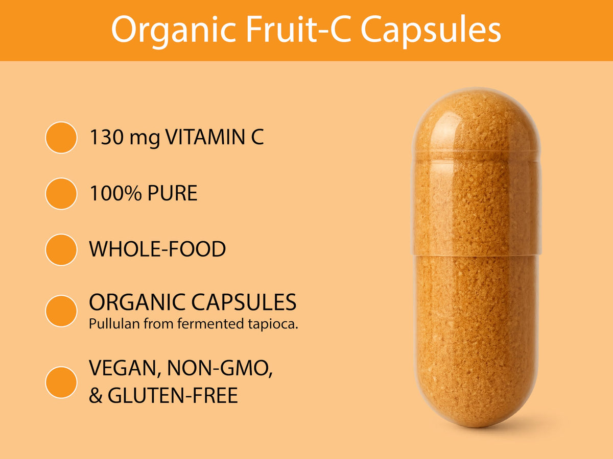 KOYAH Organic Vitamin C Capsules – Acerola Cherries, 100% Whole-Fruit, 130 mg, Freeze-Dried, 60 Caps, Vegan