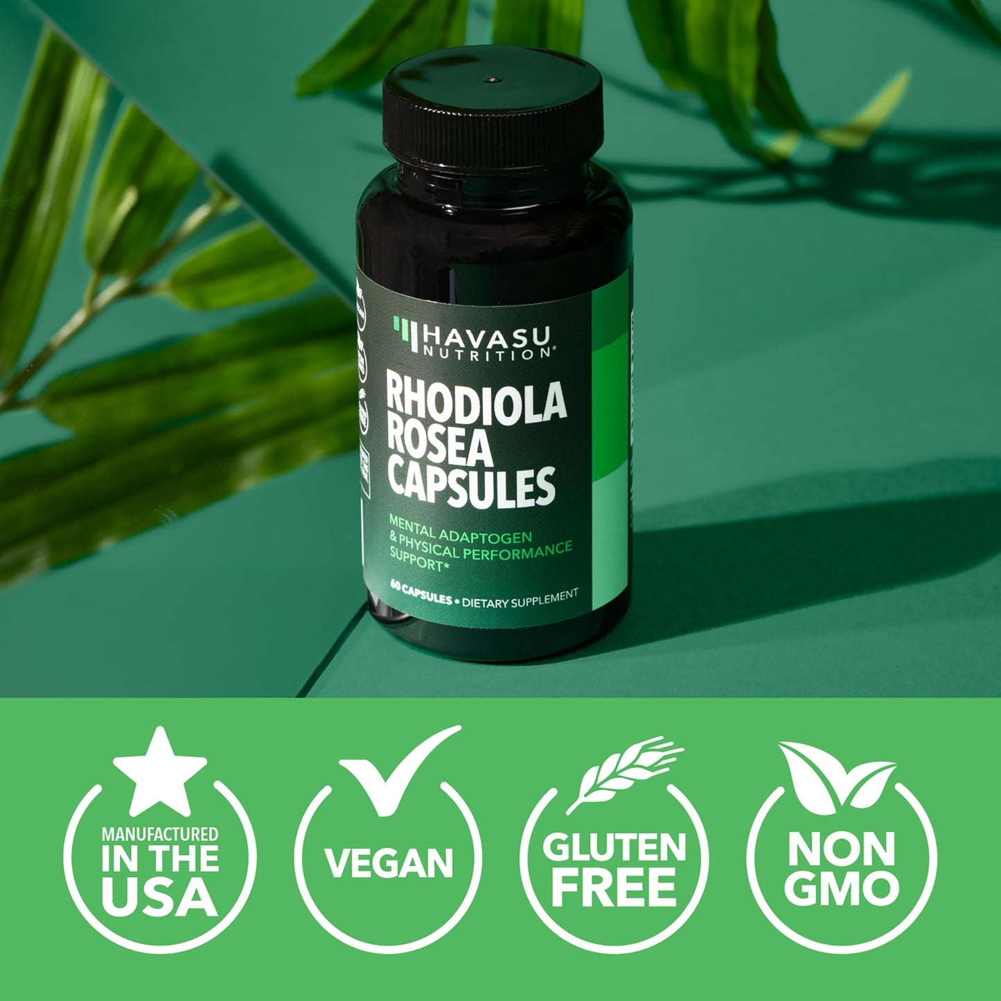 Rhodiola Rosea Supplement - 3% Salidrosides, 3:1 Rosavins, 60 Count | Vegan, Non-GMO, Gluten-Free