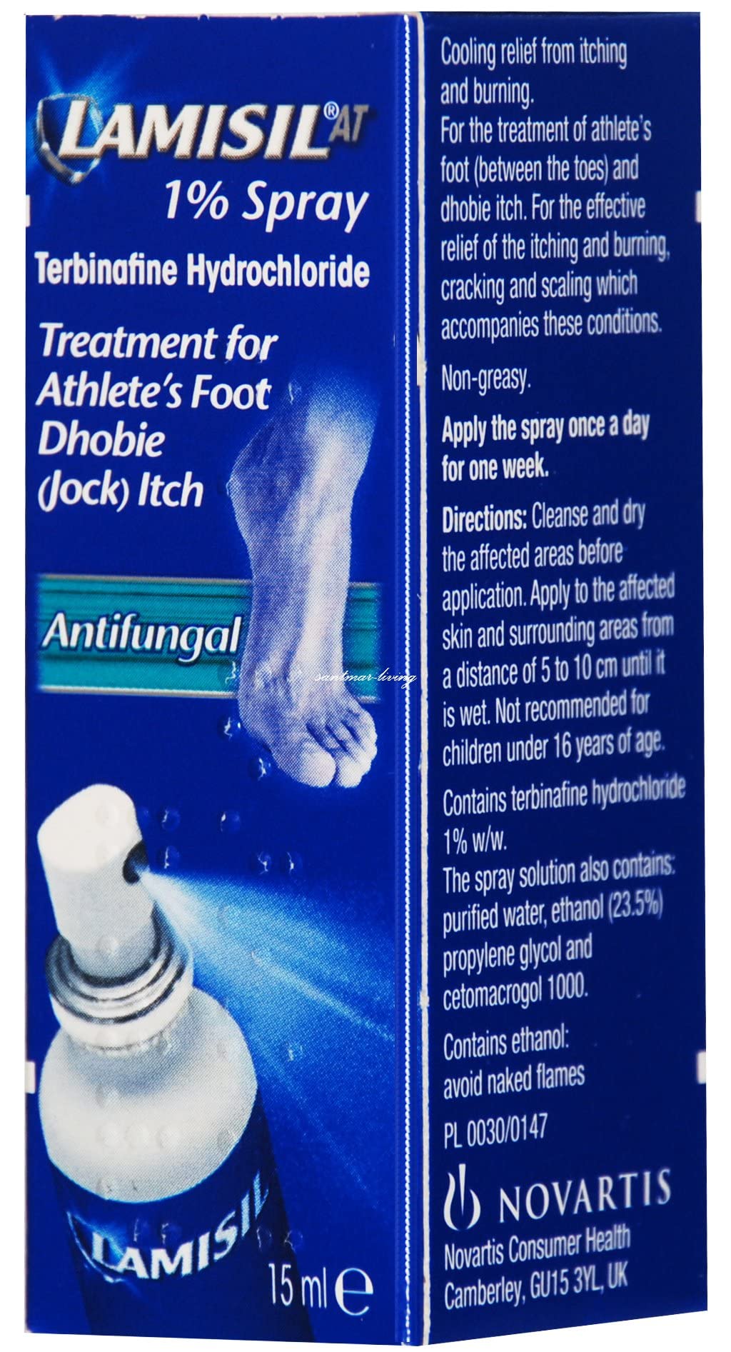 Lamisil 1% Spray 15ml β Fast, Non-Greasy Relief for Athlete's Foot (Between Toes)