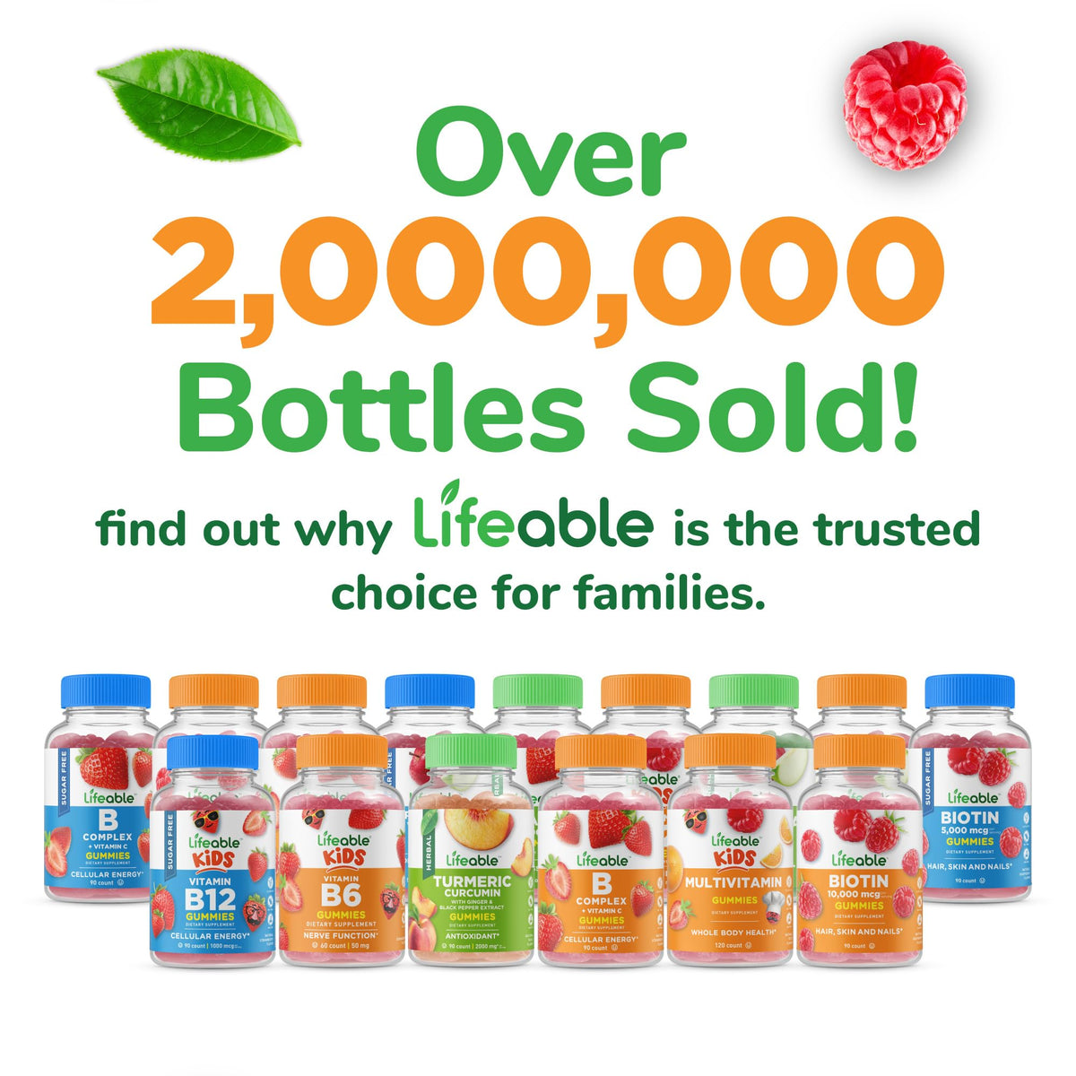 Lifeable Sugar Free Biotin Gummies 5000mcg | Hair, Skin & Nails | 90 Gummies