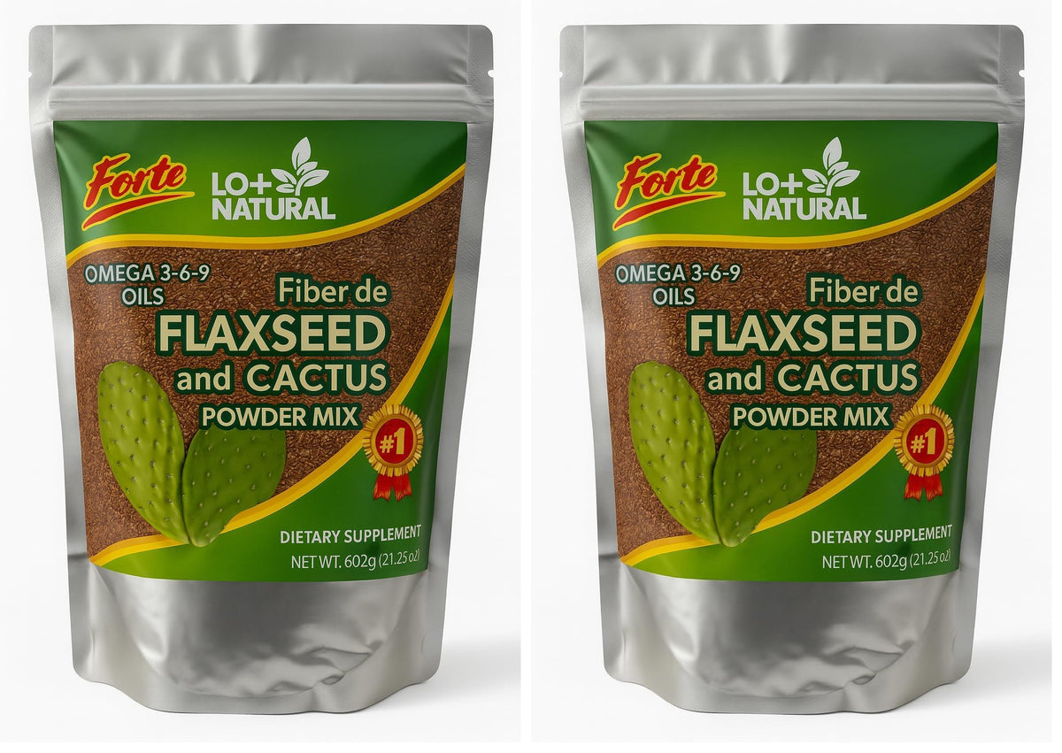 Linaza con Nopal Forte – 8 oz – 100% Natural Flaxseed & Nopal Cactus Powder – Fiber-Rich Digestive Support – Ground Blend Dietary Supplement – Vegan & Non-GMO (Pack of 2)