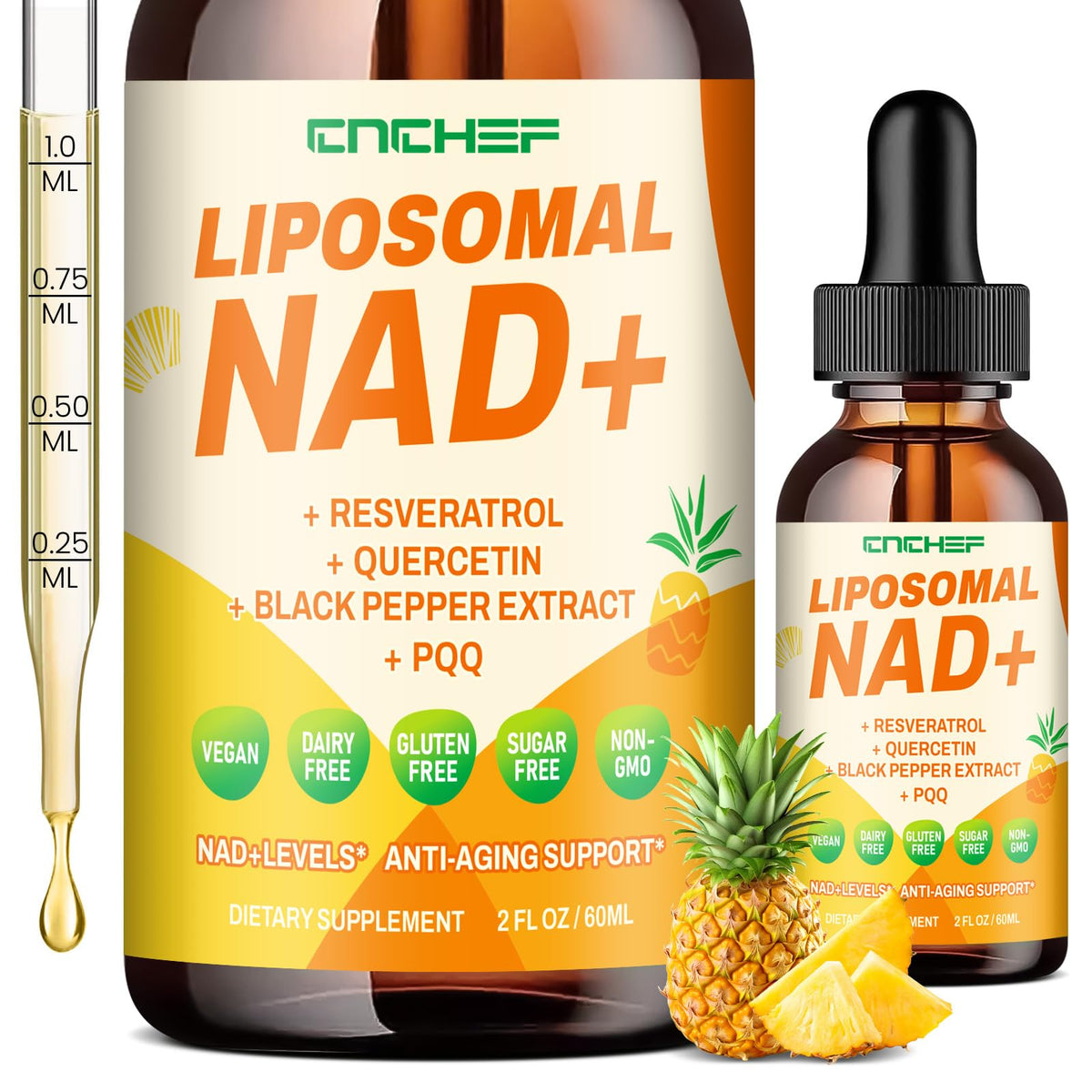 قطرات ليبوسومال NAD+ بقوة 1500 ملجم – نيكوتيناميد ريبوسايد كلوريد وريسفيراترول