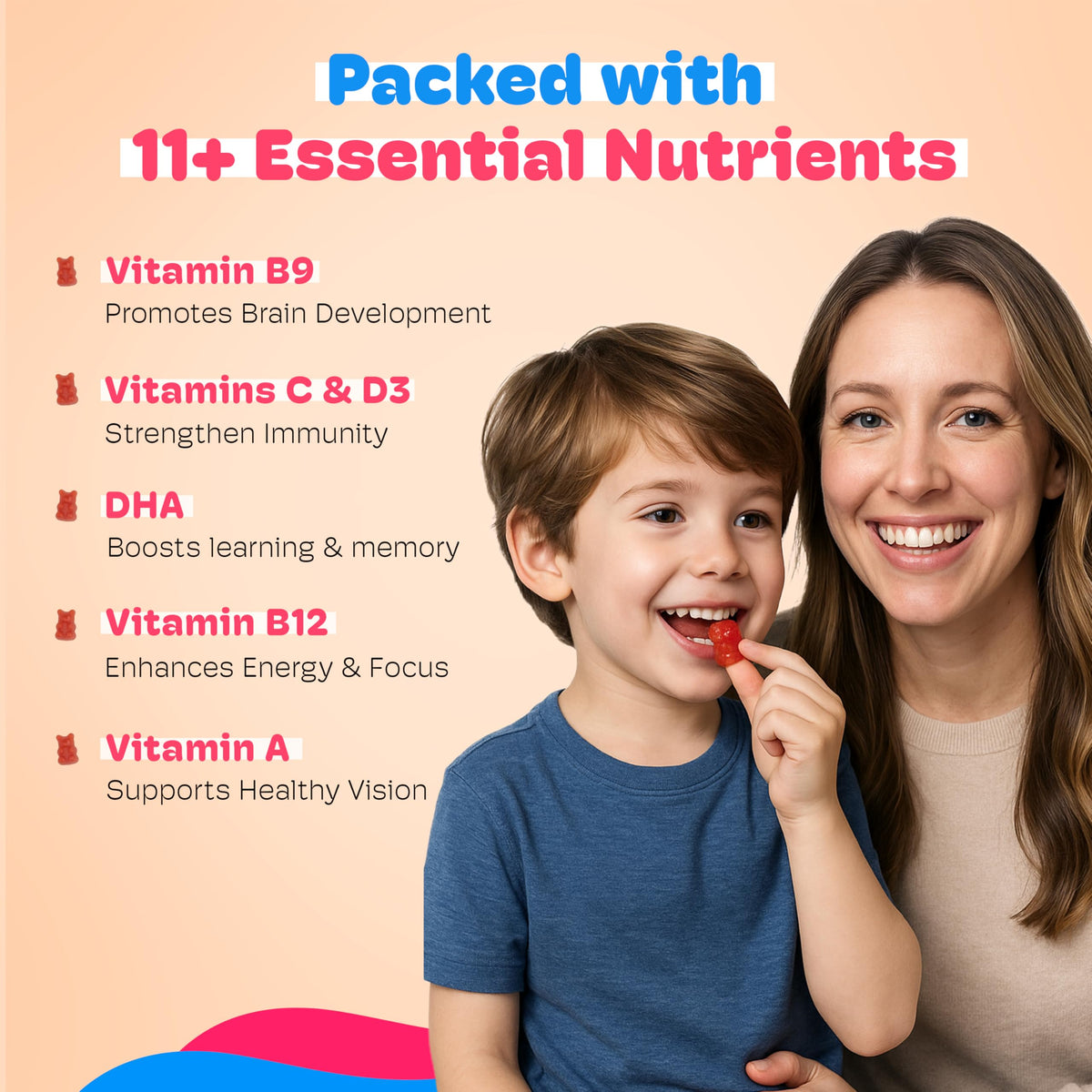 Little Joys Kids Multivitamin Gummies 2+ Years β DHA Omega-3, Vitamin C & D, Zinc, Sugar Free | Strawberry | 30 Day Pack