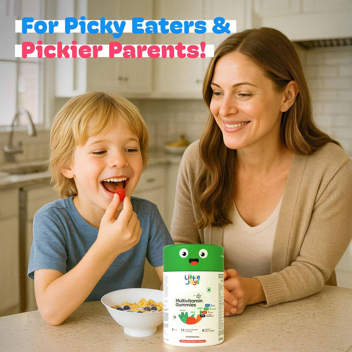 Little Joys Kids Multivitamin Gummies 2+ Years β DHA Omega-3, Vitamin C & D, Zinc, Sugar Free | Strawberry | 30 Day Pack