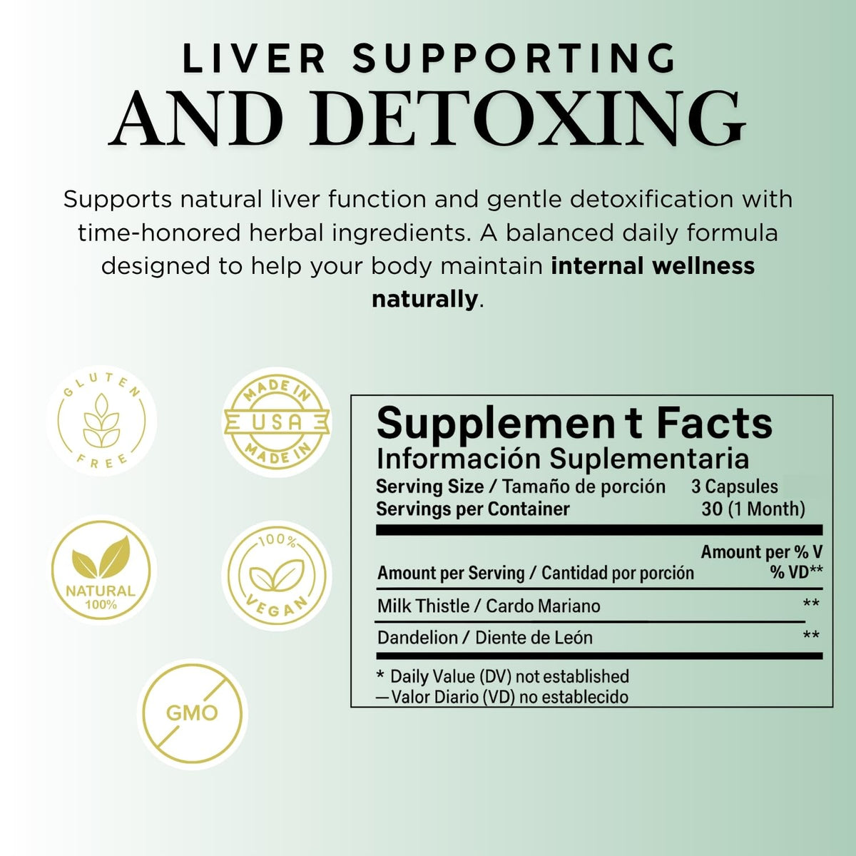 Milk Thistle + Dandelion Root — 90 Veggie Capsules | 1500 mg per Serving | Liver Health & Detox | 100% Natural | Made in USA | BexpertsUSA