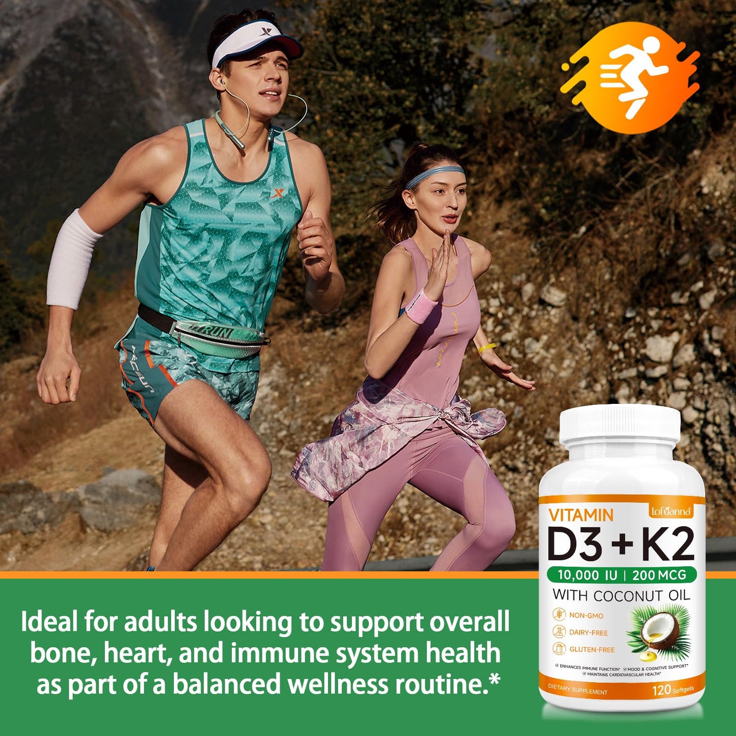 Lofuanna Vitamin D3 K2 Softgels β 2-in-1 D3 & K2 with Coconut Oil