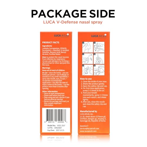 LUCA V-Defense Nasal Spray β Drug-Free Relief, Moisturizes Nasal Passages | 0.67 fl oz (200 Sprays)