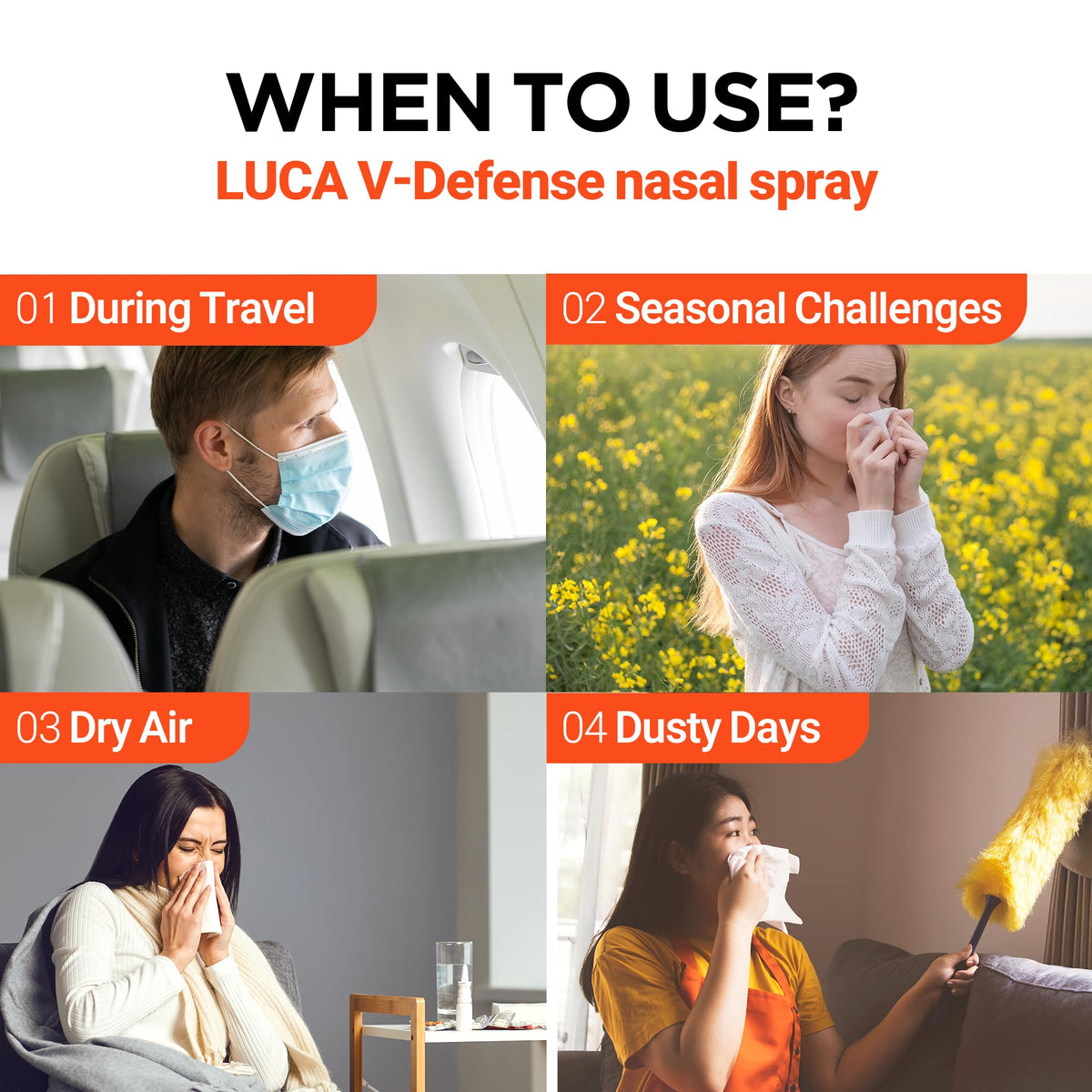 LUCA V-Defense Nasal Spray β Drug-Free Relief, Moisturizes Nasal Passages | 0.67 fl oz (200 Sprays)