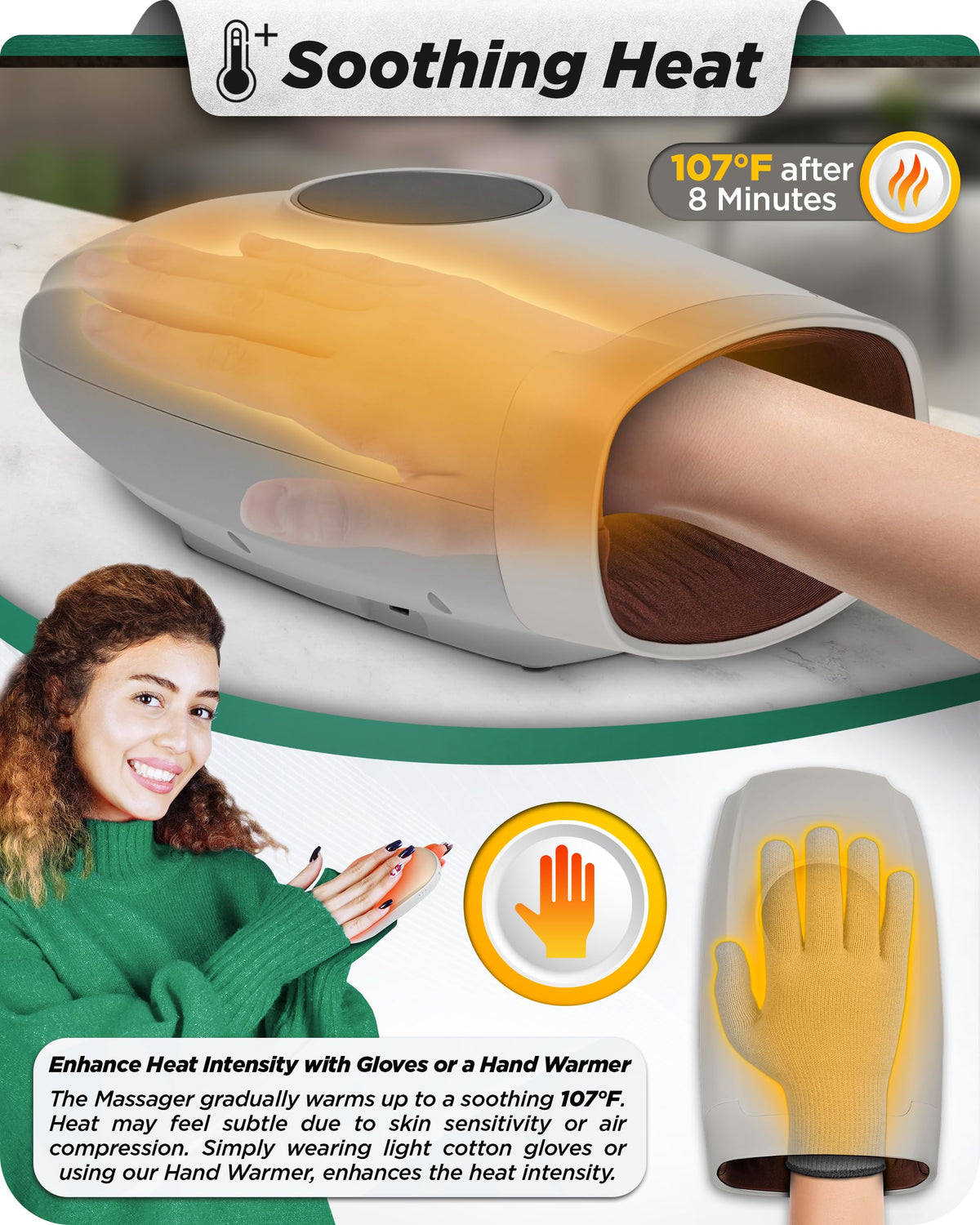 Lunix LX7 Hand Massager β LCD Touchscreen, Heated Air Compression, Cordless