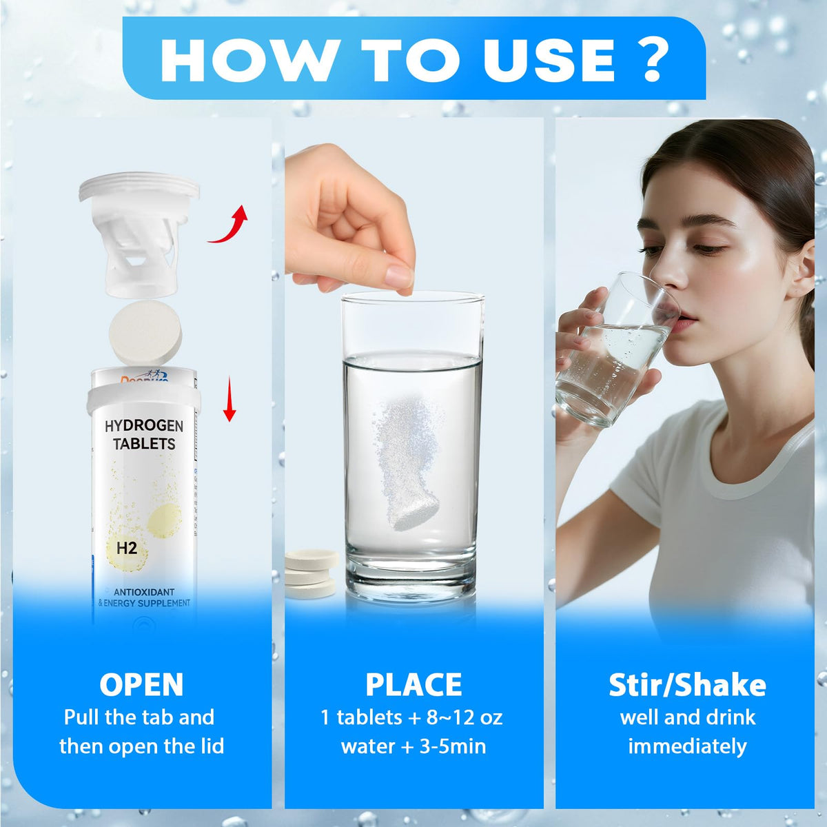 Hydrogen Water Tablets 12ppm with Magnesium β High-Concentration H2 for Brain Health
