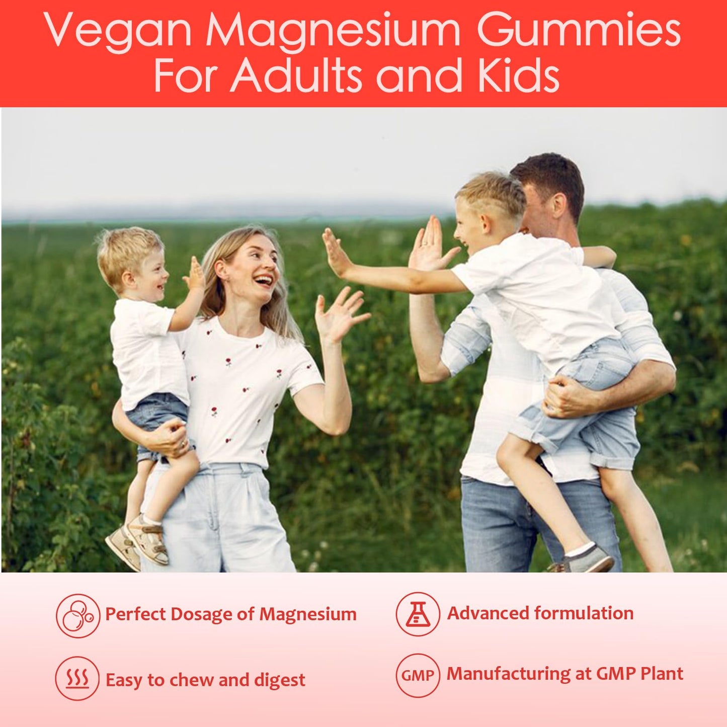 Magnesium Glycinate Gummies for Adults & Kids – 1000mg High Absorption, Sugar Free with Potassium, 90 Counts