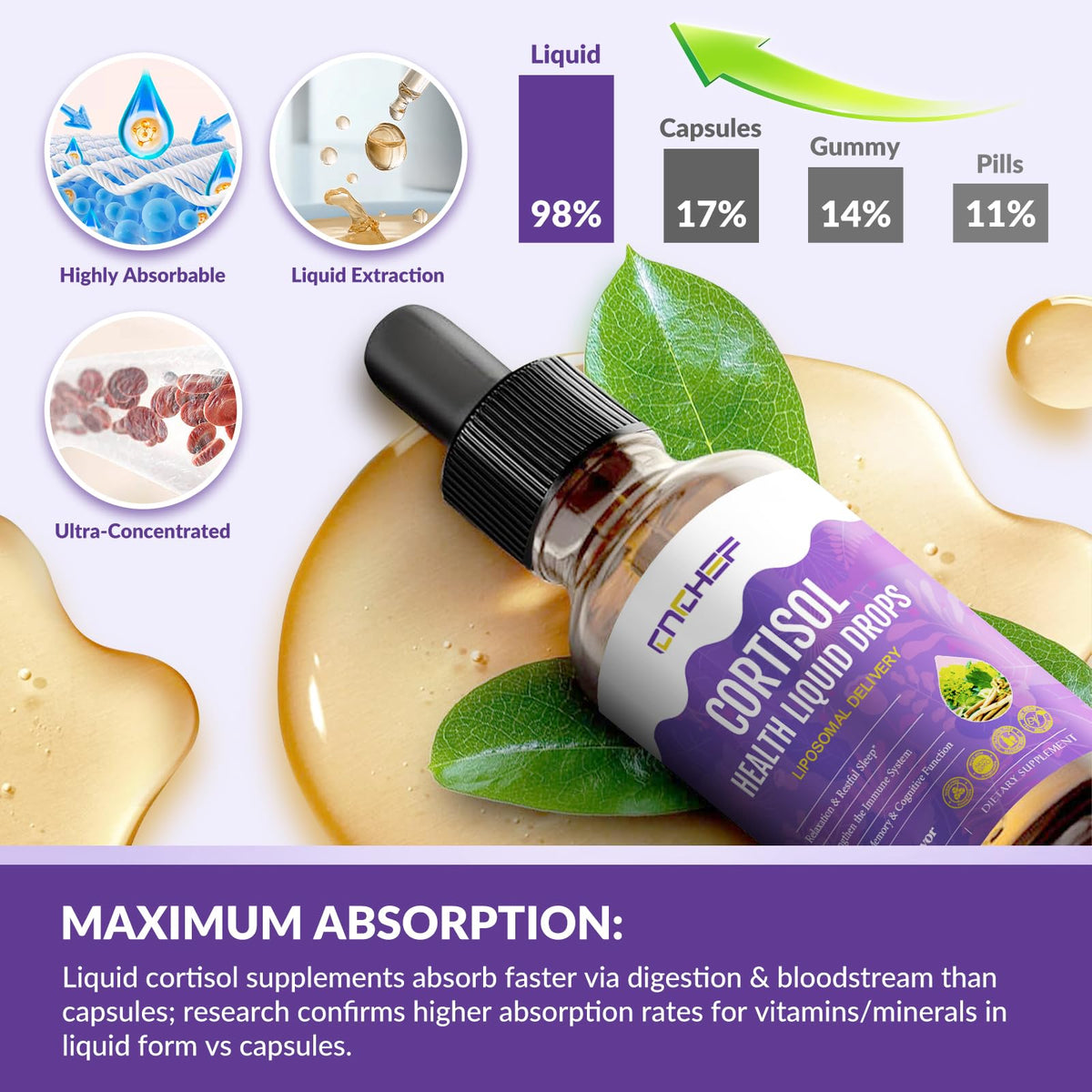 Cortisol Support Liquid Drops 2 fl oz β Hormone Balance, Sleep & Mood
