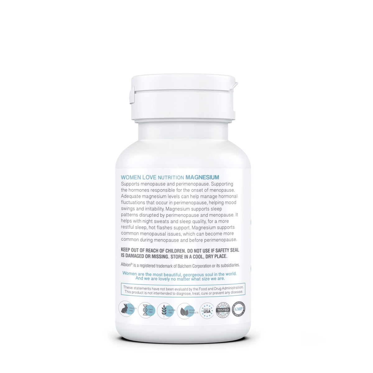 WOMEN LOVE NUTRITION, Magnesium for Women, Menopause & Peromenopause (90 Capsules)