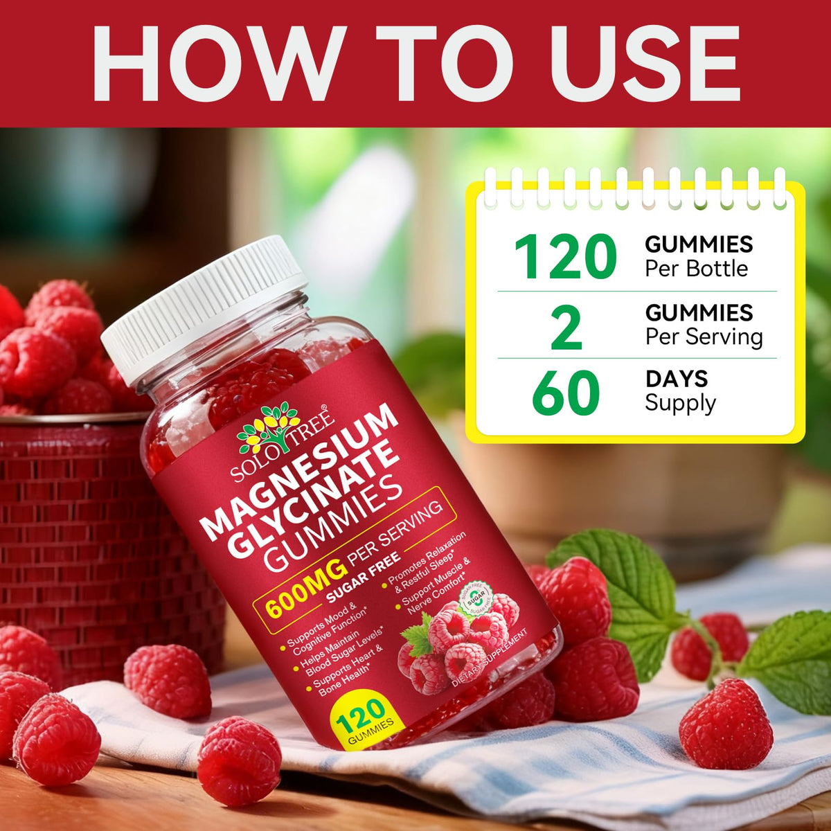 Magnesium Glycinate Gummies 600mg – Relaxation, Sleep & Energy Support (120 Count)