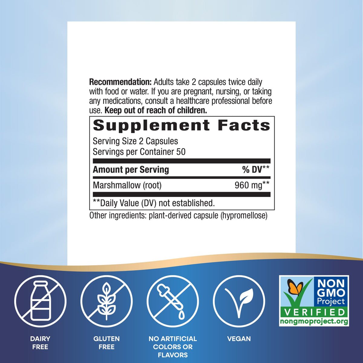 Nature's Way Marshmallow Root – Plant-Based Digestive Support (Vegan, Gluten-Free)
