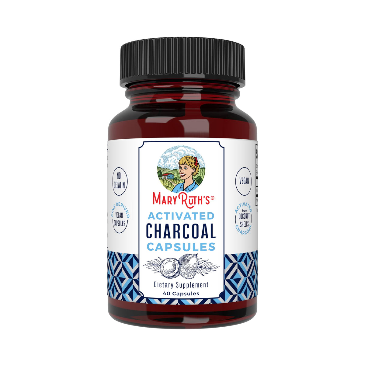 MaryRuth Organics Activated Charcoal Capsules β Vegan, Non-GMO, Gluten Free (40 Count)