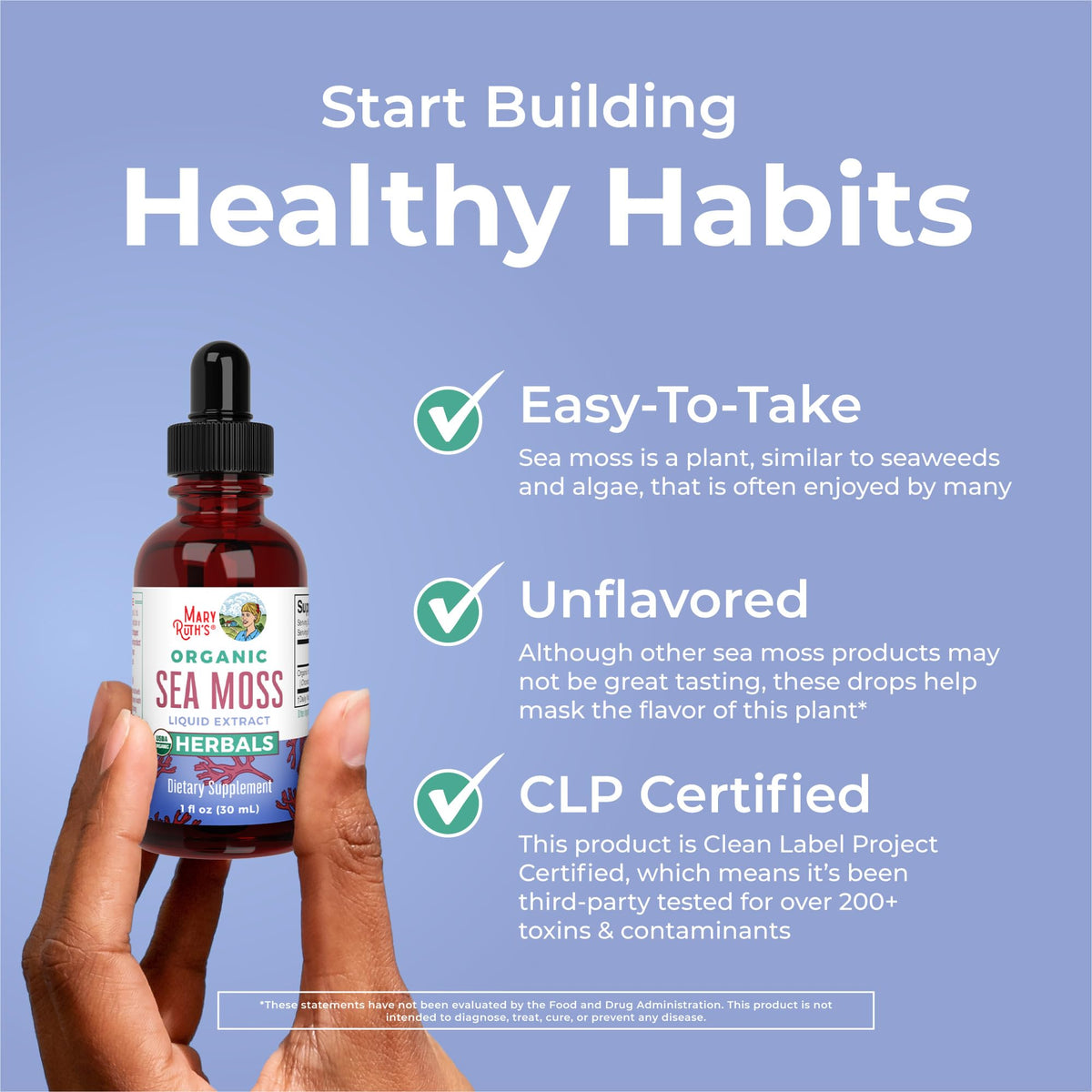 MaryRuth Organics قطرات الطحالب البحرية الأيرلندية العضوية من وزارة الزراعة الأمريكية - عضوية ونباتية وغير معدلة وراثيًا | 1 أونصة سائلة