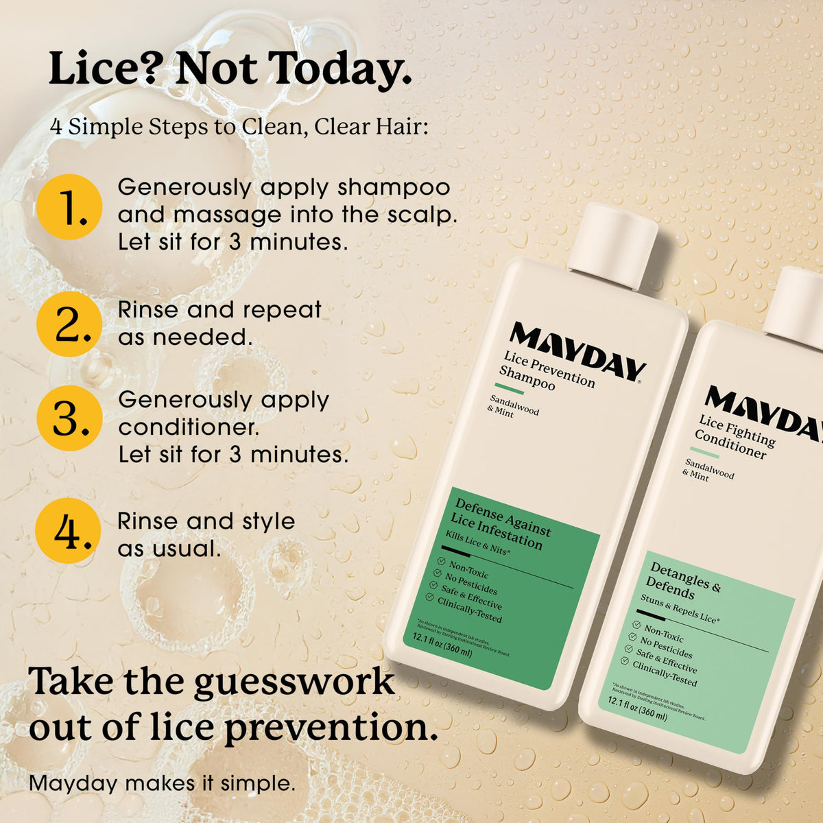 MAYDAY Daily Lice Routine Bundle β Non-Toxic 12oz Shampoo & 12oz Conditioner | Sandalwood & Mint