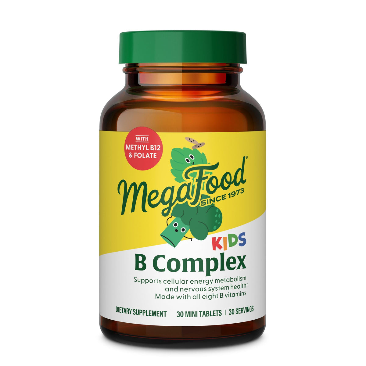 MegaFood Kids B Complex - فيتامينات ب للطاقة | 30 قرصًا صغيرًا | نباتي وخالٍ من الجلوتين