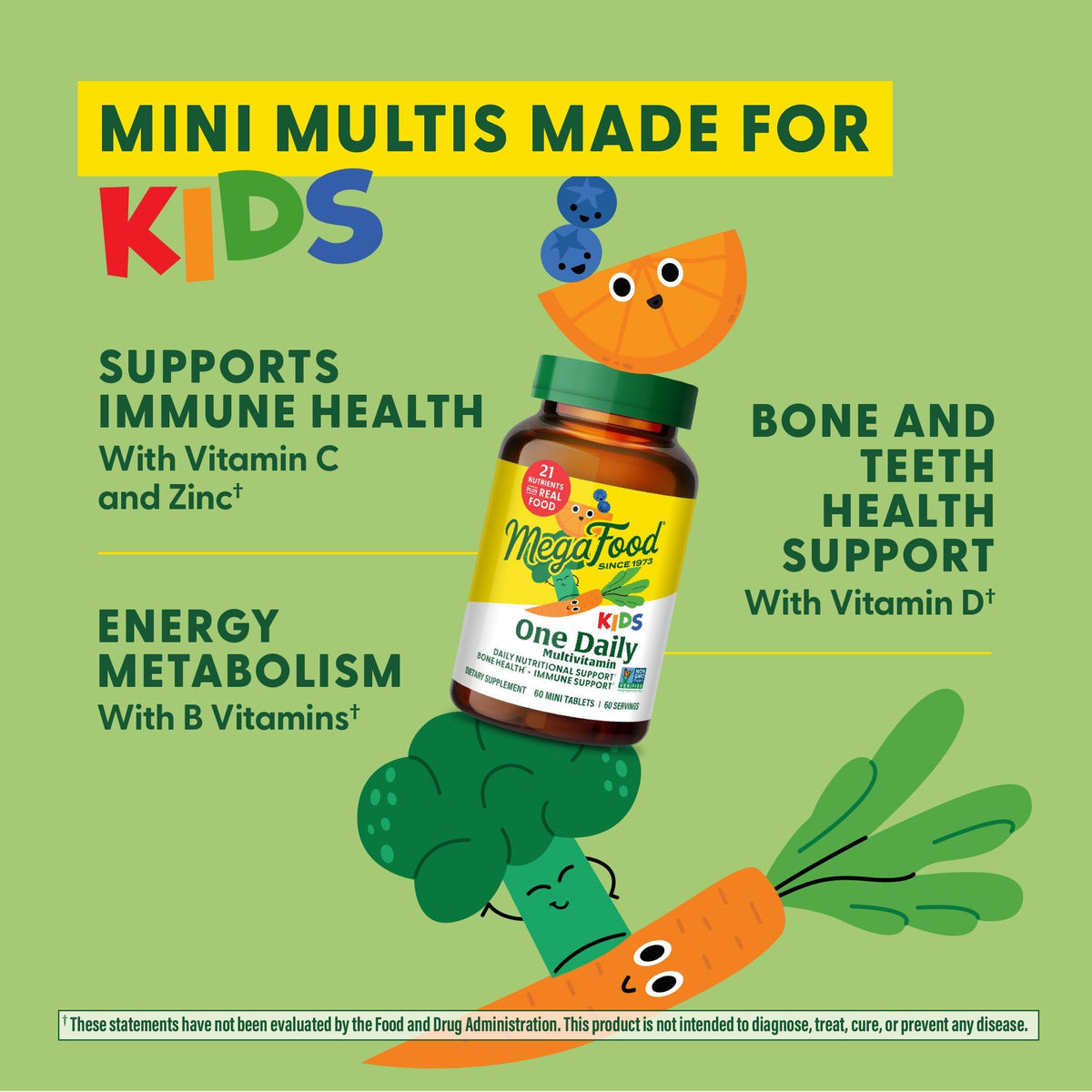 MegaFood Kids One Daily Multivitamin β 30 Servings | Vegetarian, Gluten Free, Non-GMO