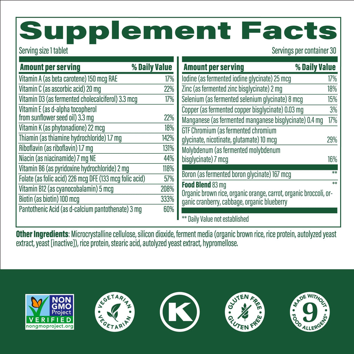 MegaFood Kids One Daily Multivitamin - Zinc, C & D | Gluten Free, Vegetarian, Non-GMO | 60 Tablets