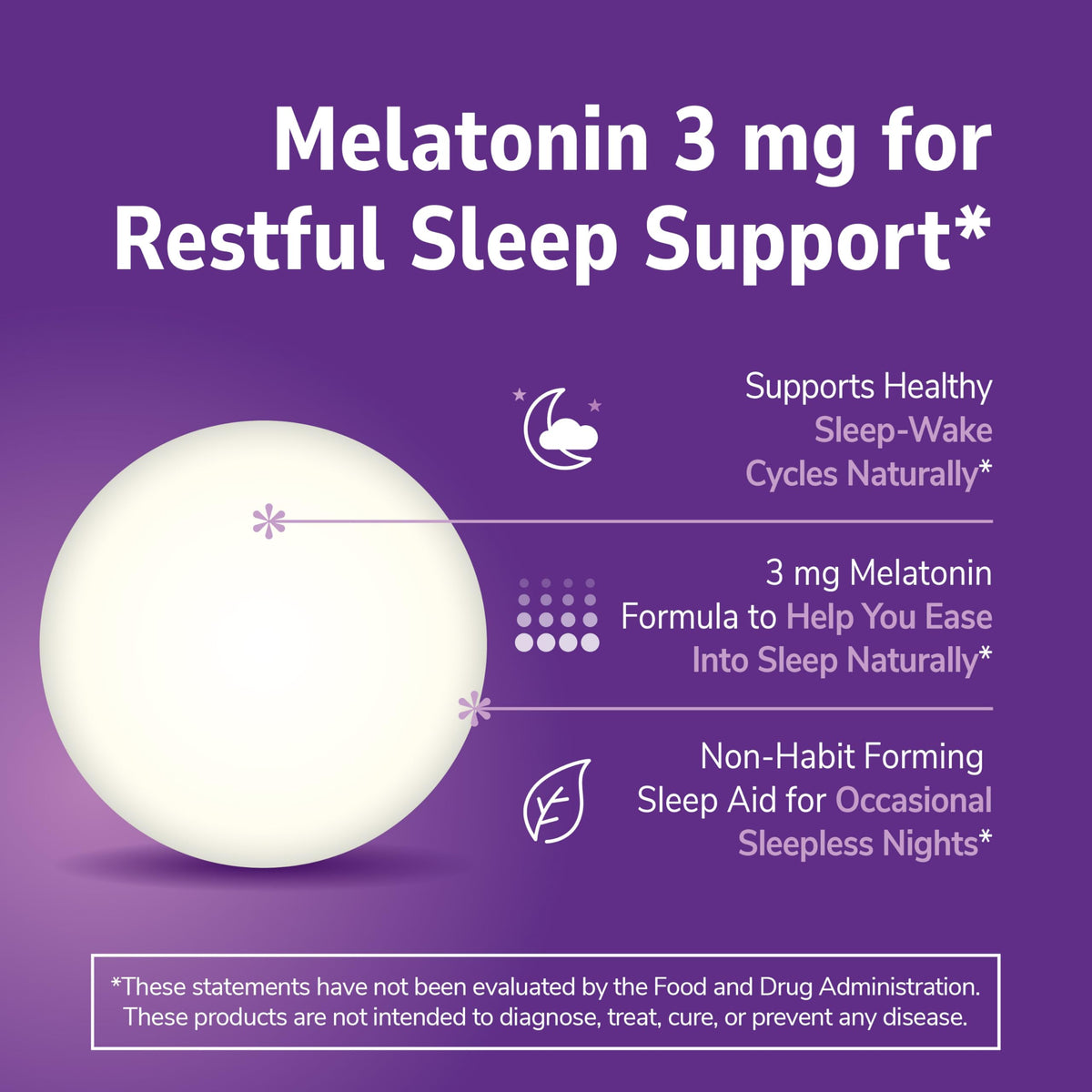 21st Century Melatonin 3 mg Tablets, 200 Count | Sleep Support