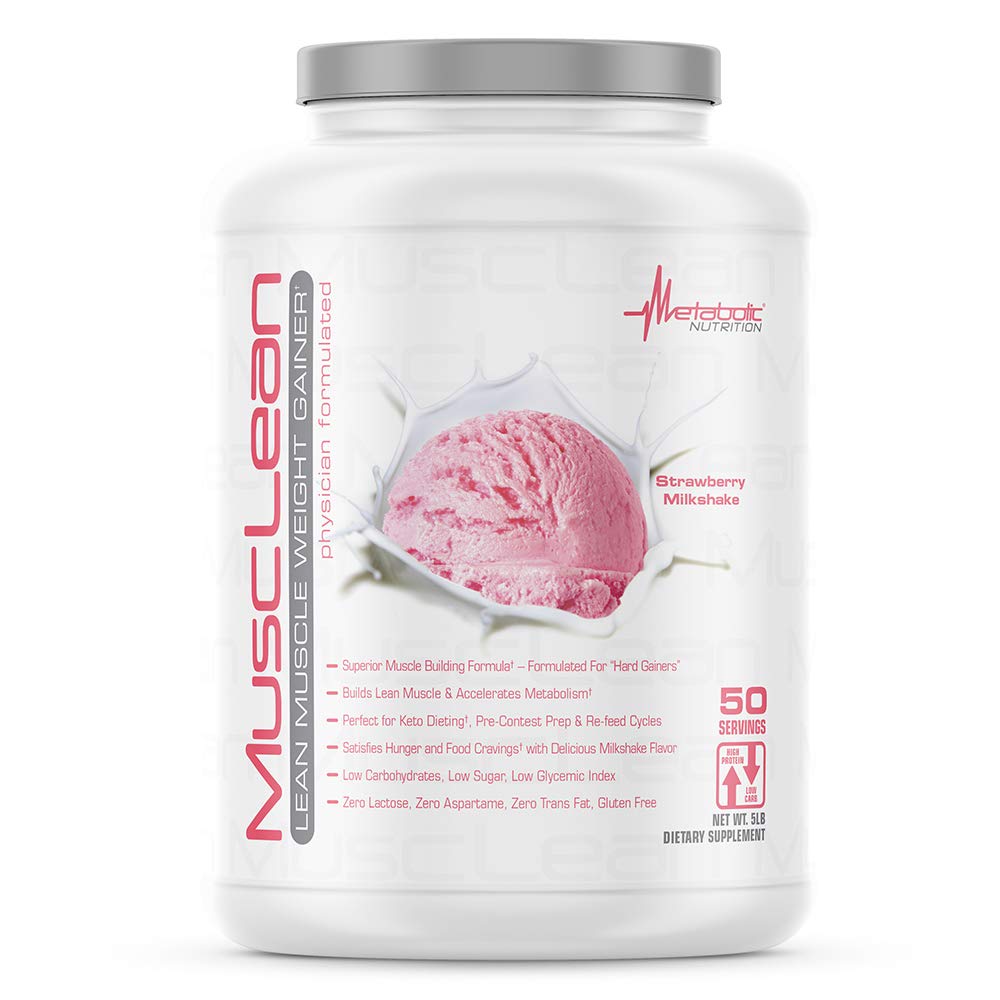 Metabolic Nutrition Musclean – مخفوق كيتو عالي البروتين، فراولة، 5 أرطال | 50 حصة