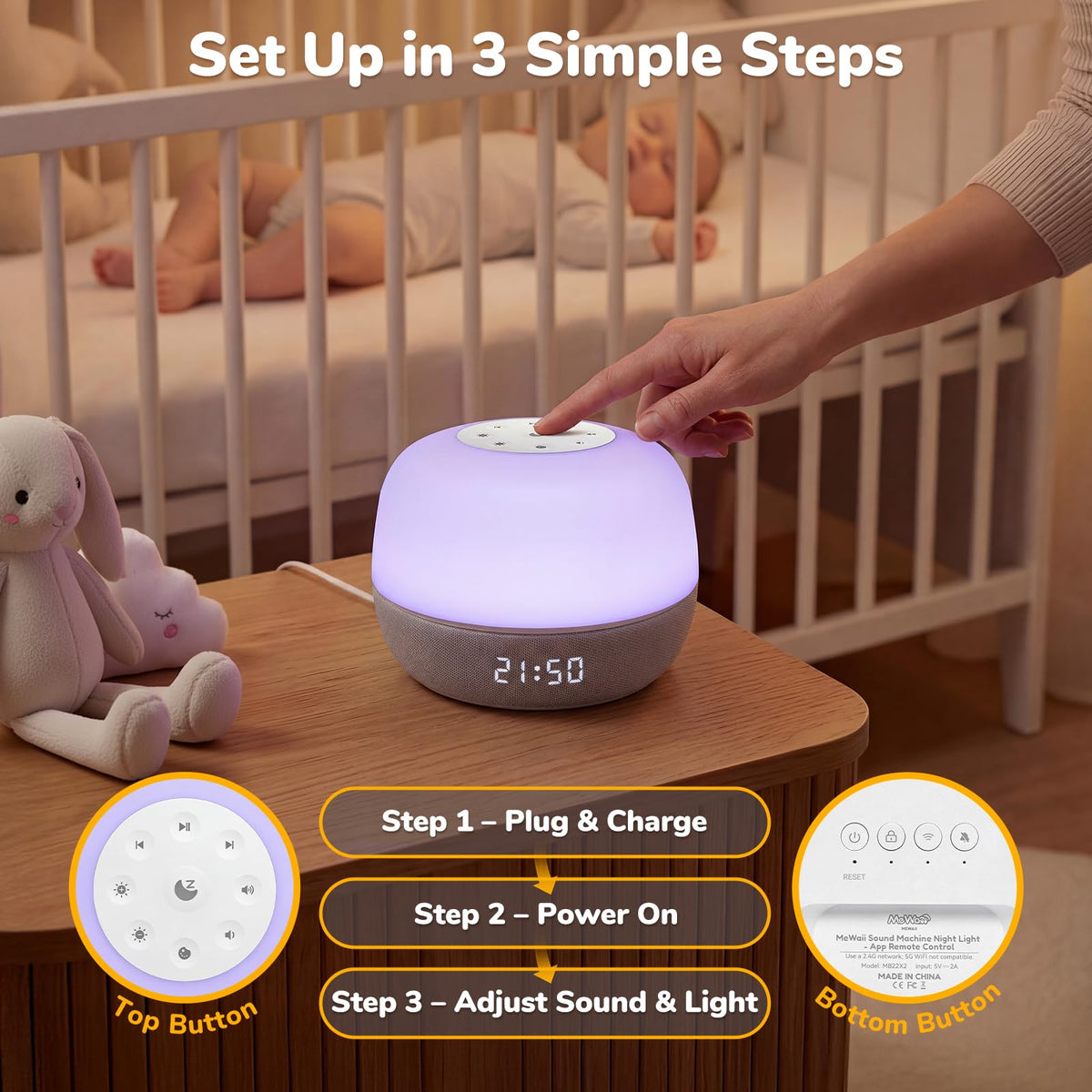 Mewaii 2025 Mom's Choice Award Sound Machine: Sunrise Alarm Clock, App Control, 360° RGB Night Light