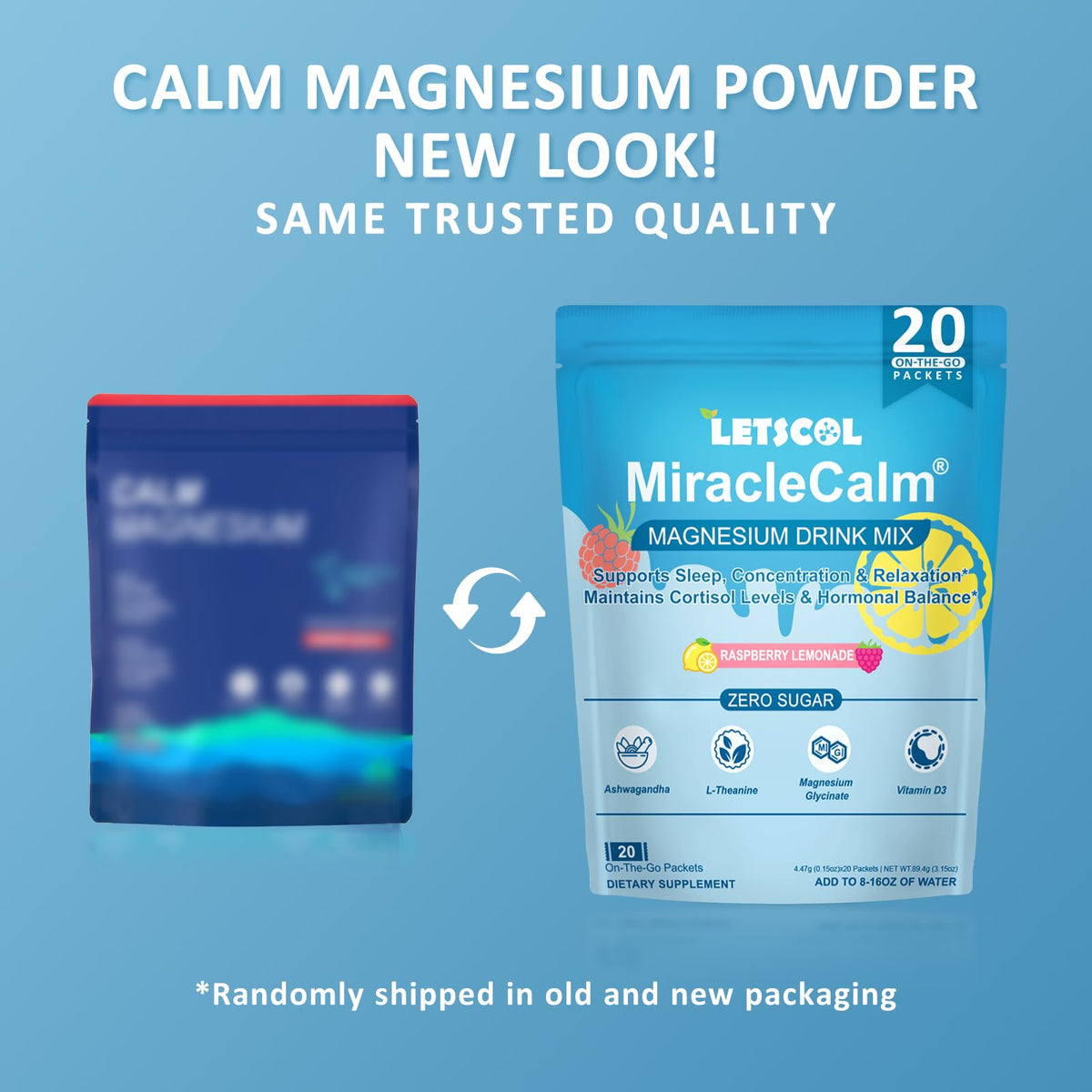 MiracleCalm Drink Mix Powder β Calm Magnesium + Calcium for Sleep, Stress Relief & Focus (Sugar Free)