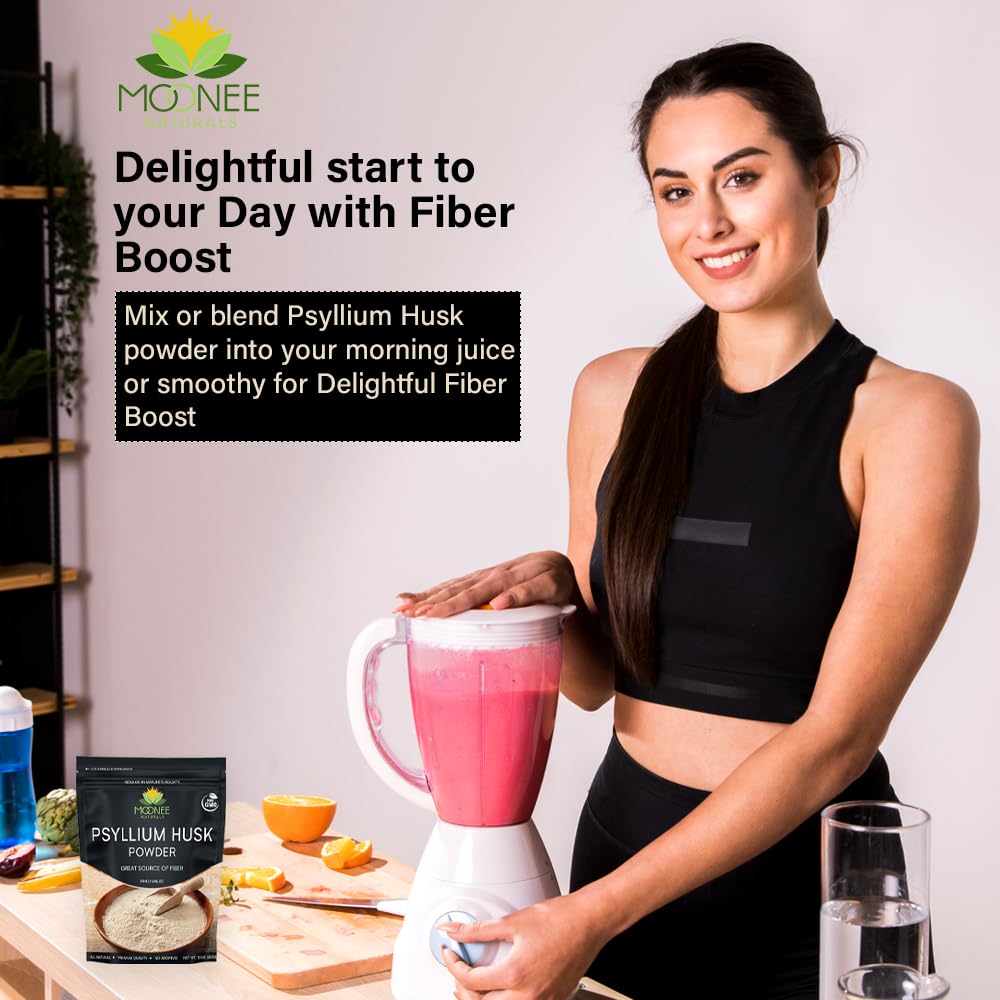 Moonee Naturals مسحوق قشر السيليوم - 10 أوقية، خالٍ من الغلوتين، كيتو