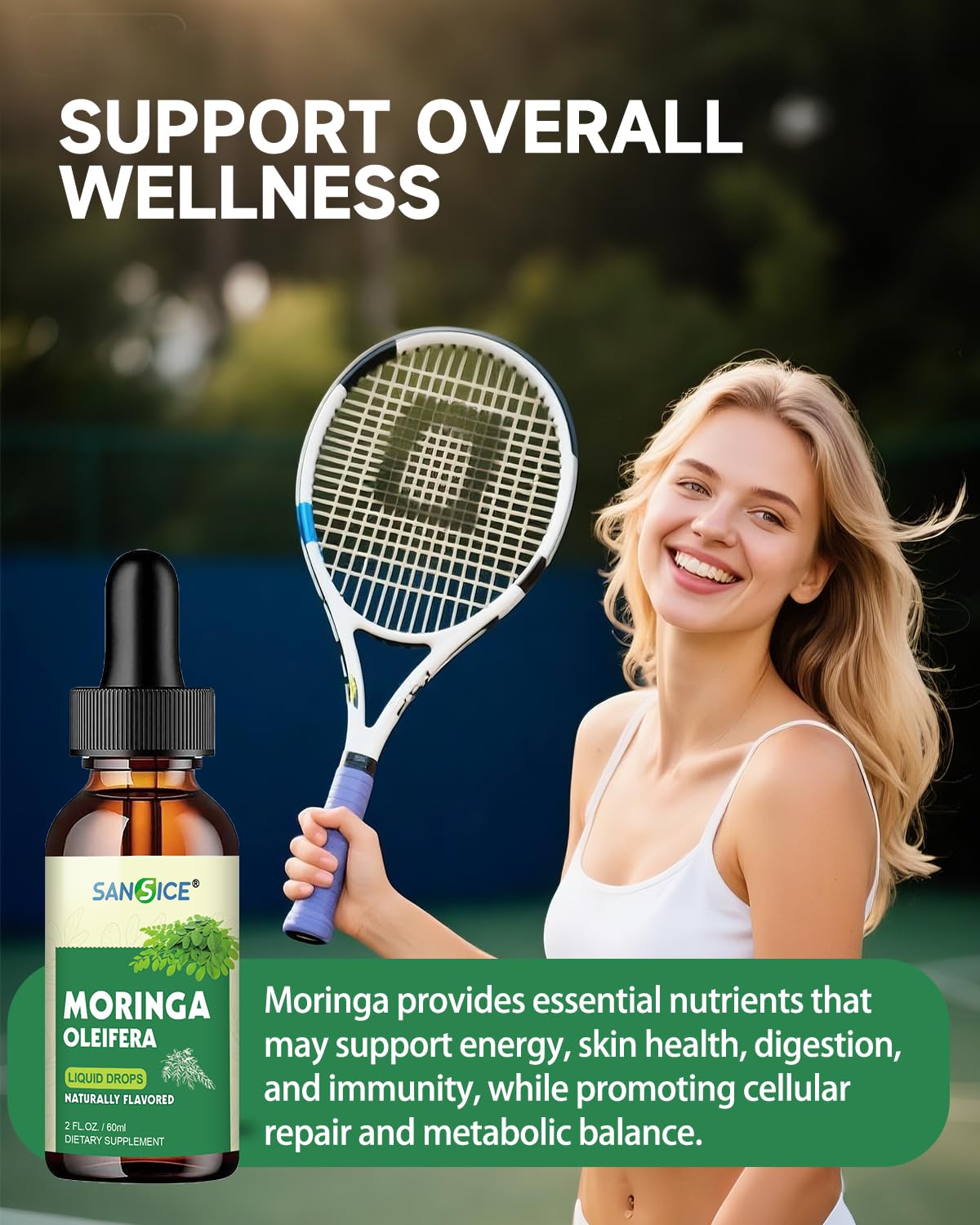 Organic Moringa Liquid Drops β High Absorption (2 fl oz) | Non-GMO, Gluten Free, Immune & Metabolism Support