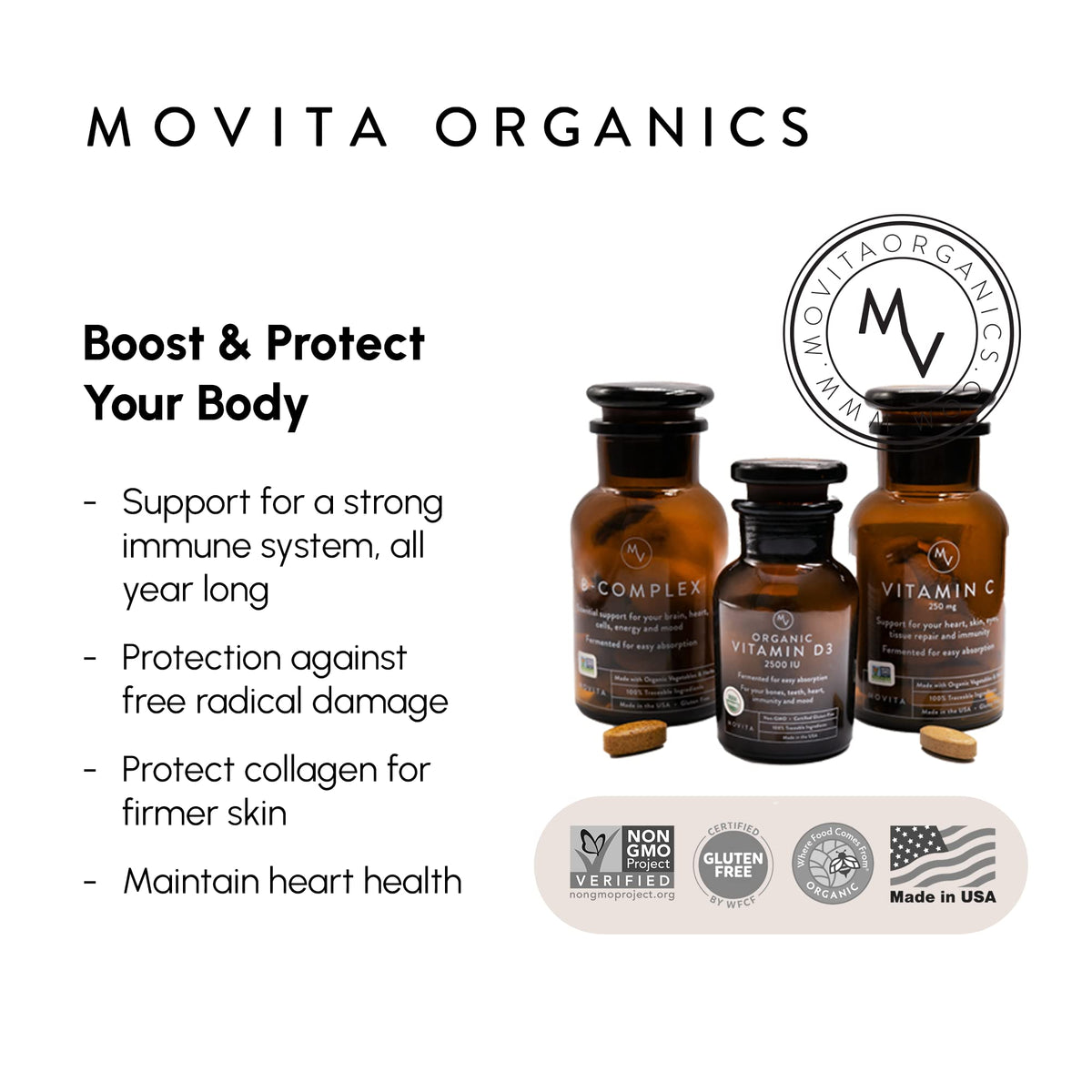 Movita فيتامين ب المركب المخمر - فيتامين ب المركب النباتي العضوي للمزاج والأيض