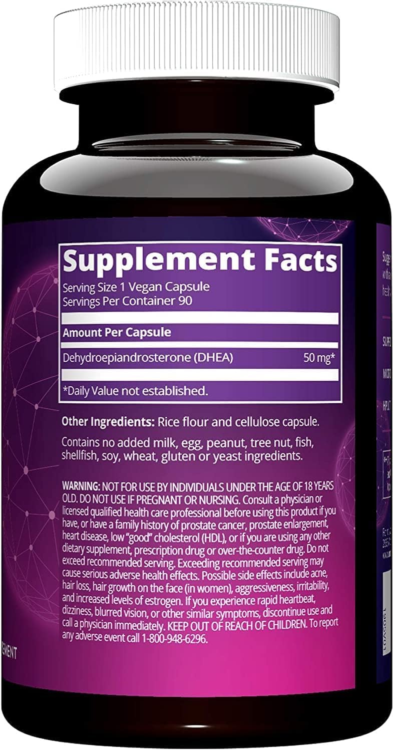 MRM Nutrition DHEA 50mg – صحة الشيخوخة، مجهّز ميكروني للامتصاص، الذاكرة والمزاج | مُختبر بتقنية HPLC، خالٍ من الغلوتين، نباتي، غير معدّل وراثيًا | 90 حصة