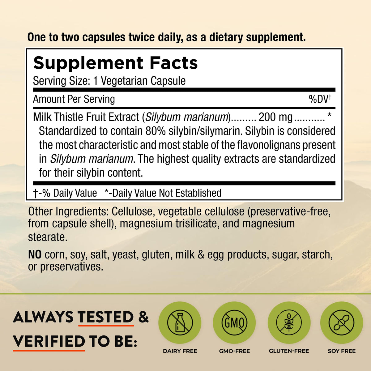 شوكة الحليب من Mt. Angel Vitamins - مكمل دعم الكبد النباتي - صحة الكبد المثلى وإزالة السموم العشبية - خالٍ من الكائنات المعدلة وراثيًا والغلوتين - صنع في الولايات المتحدة الأمريكية - 60 كبسولة